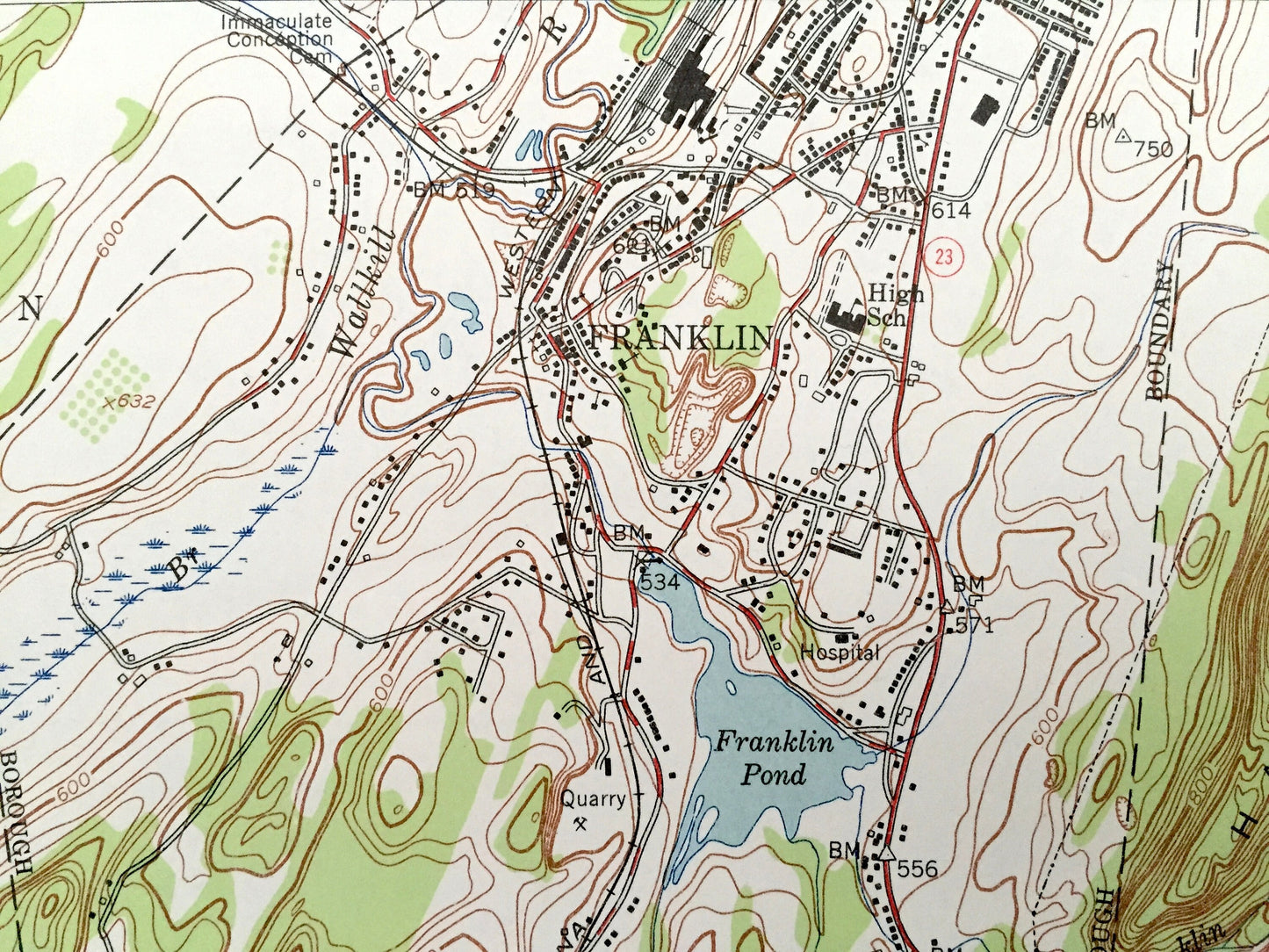 Antique Franklin, New Jersey 1954 US Geological Survey Topographic Map – Sussex, Morris, Passiac County, Sparta, Jefferson, Ogdensburg, NJ