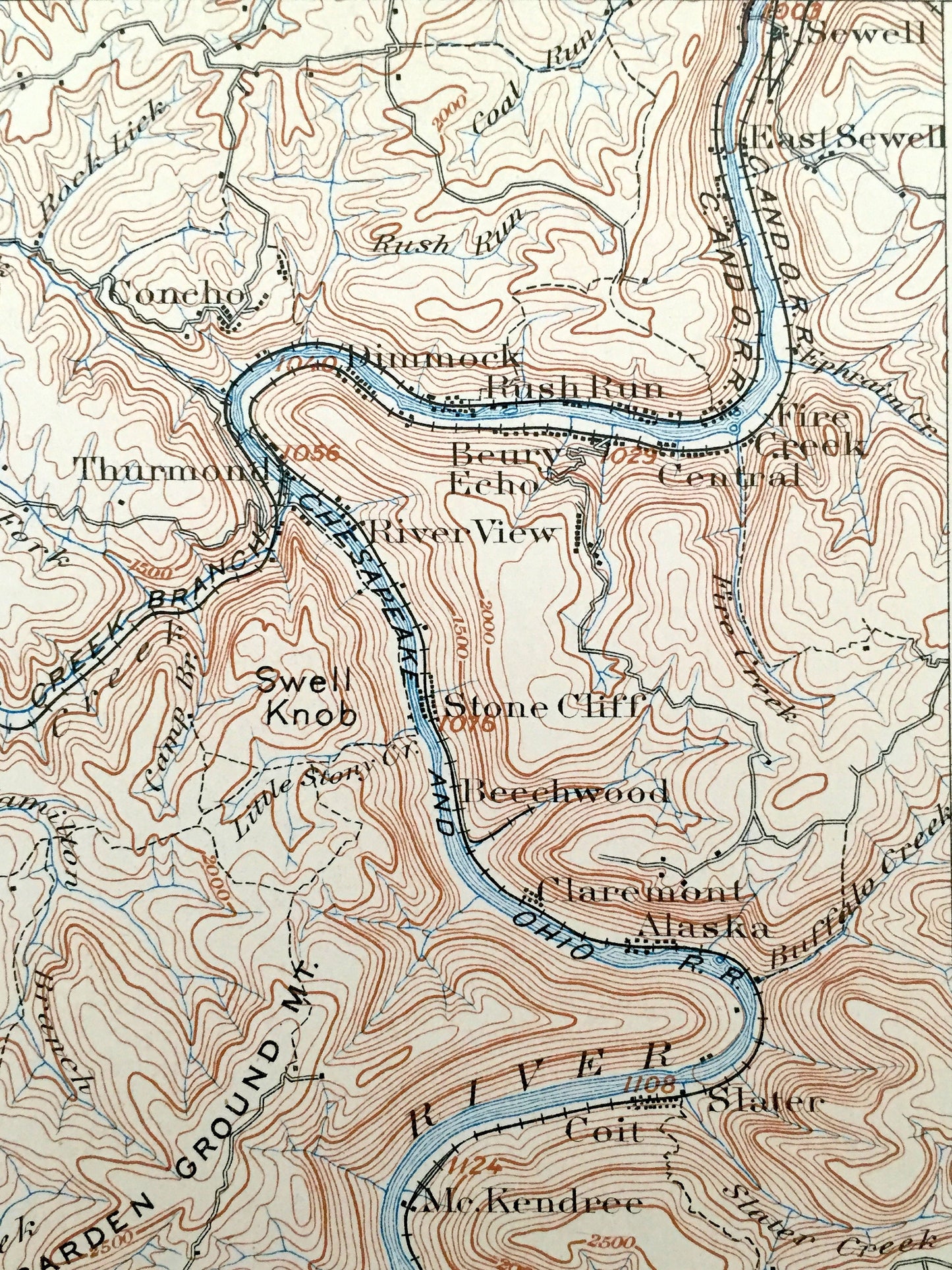 Antique Raleigh, West Virginia 1902 US Geological Survey Topographic Map – Raleigh County, Cedarburg, Beechwood, Lawson, Hampton, Table Rock