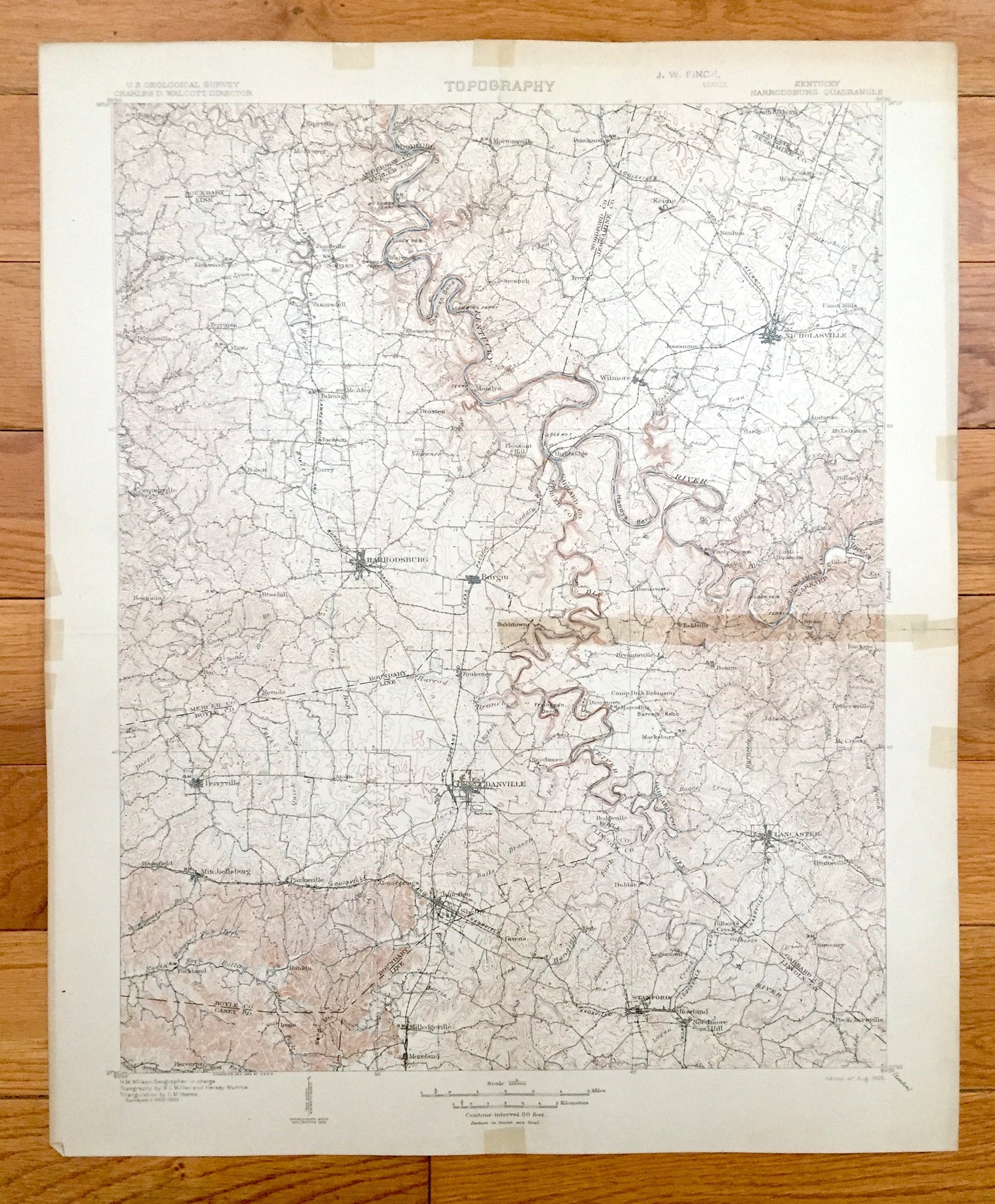 Antique Harrodsburg, Kentucky 1905 US Geological Survey Topographic Map – Mercer County, Bulgin, Cornishville, Shelby, Stanford, Perryville
