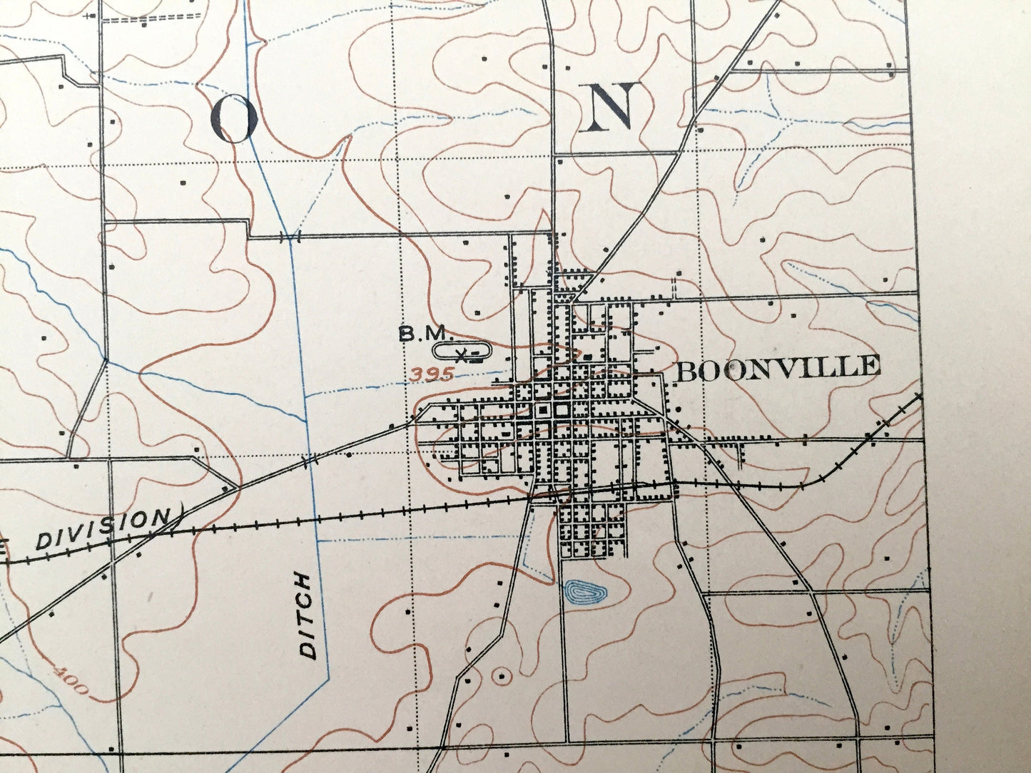 Antique Boonville, Indiana 1902 US Geological Survey Topographic Map – Pike, Warrick, Gibson & Vanderburg County, Lynnville, Elberfeld, IN