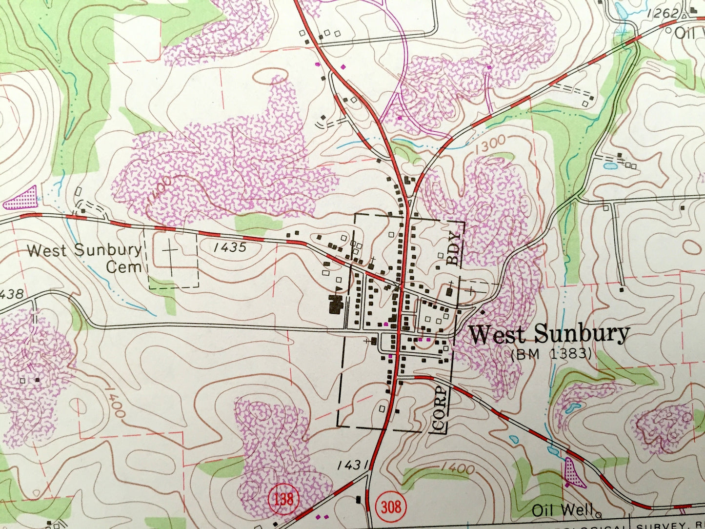 Antique West Sunbury, Pennsylvania 1963 US Geological Survey Topographic Map – Butler County, Mercer, Marion, Cherry, Clay, Brady, Venango