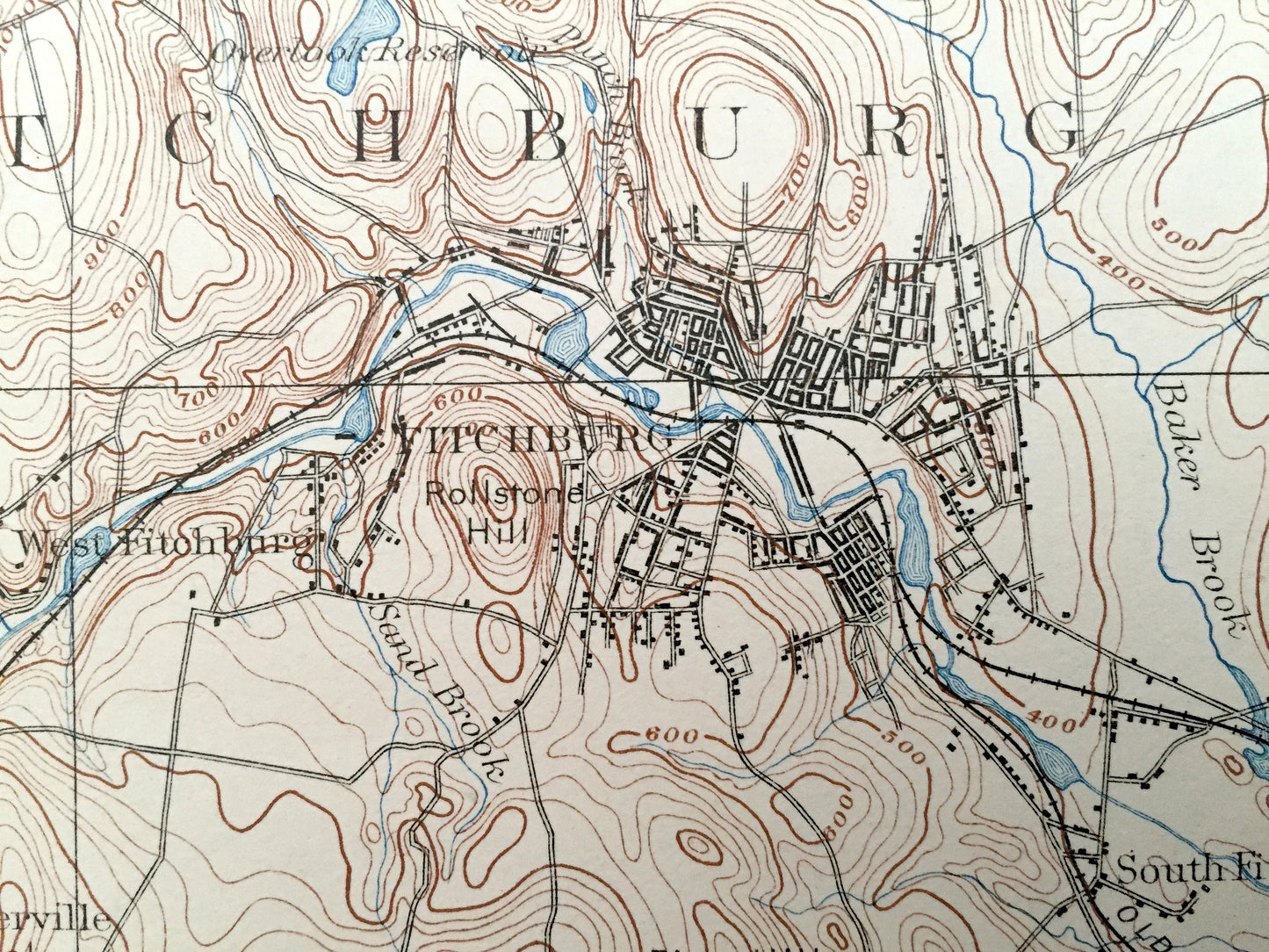 Antique Fitchburg, Massachusetts 1893 US Geological Survey Topographic Map – Ashby, Leominster & Rindge, New Ipswich, New Hampshire, ME NH