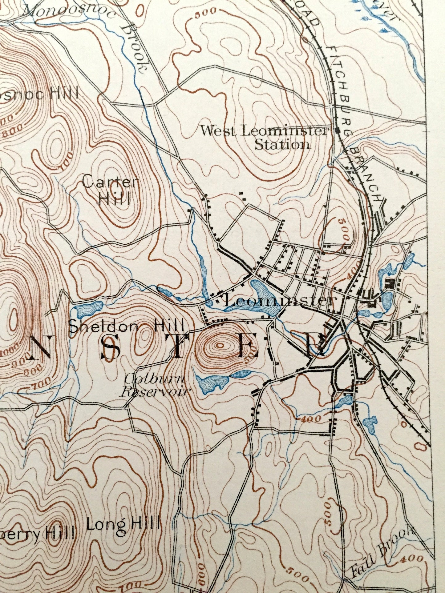 Antique Fitchburg, Massachusetts 1893 US Geological Survey Topographic Map – Ashby, Leominster & Rindge, New Ipswich, New Hampshire, ME NH