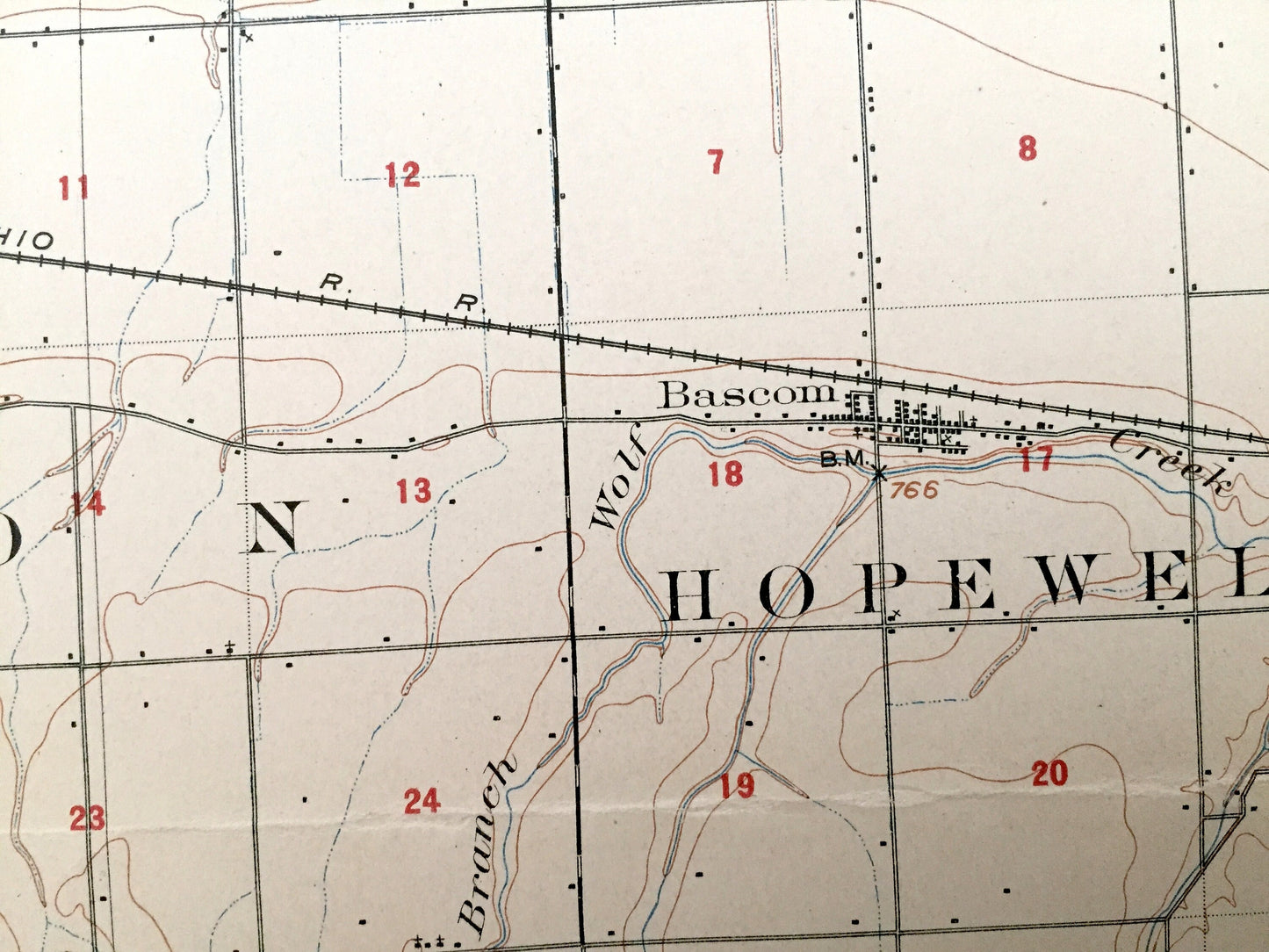 Antique Fostoria, Ohio 1903 US Geological Survey Topographic Map – Seneca County, Perry, Biglick, West Millgrove, Amsden, New Riegel, Alvada