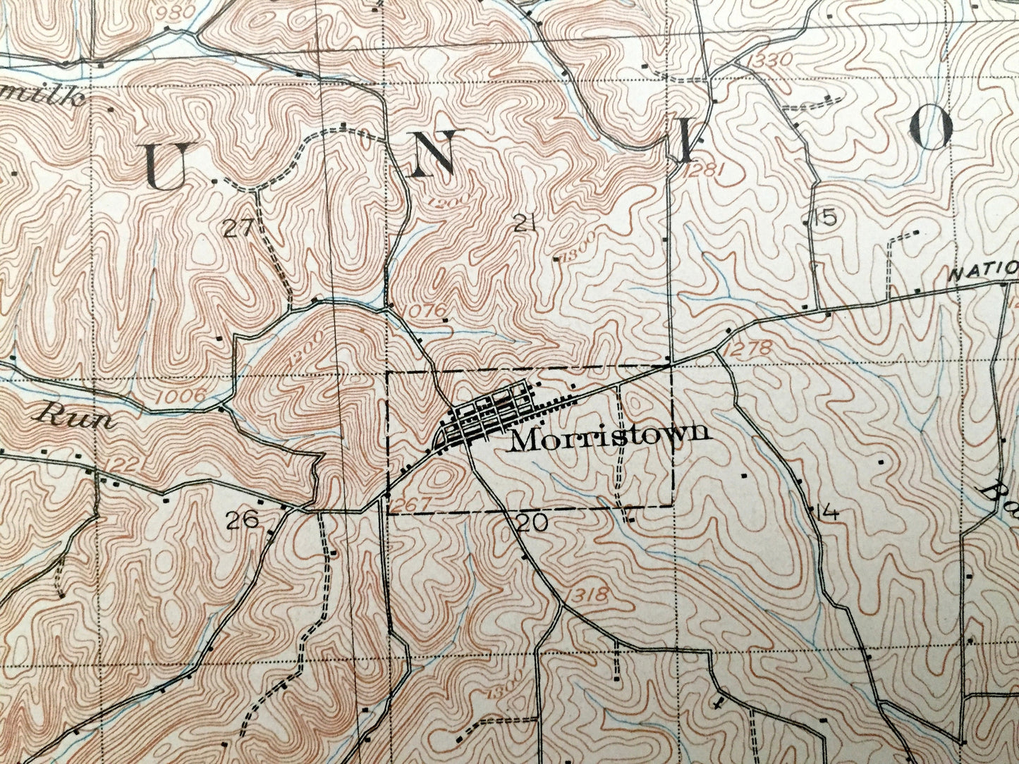 Antique Flushing, Ohio 1905 US Geological Survey Topographic Map – Belmont County, Cadiz, Londonderry, Wheeling, Oxford, Holloway, Oakgrove
