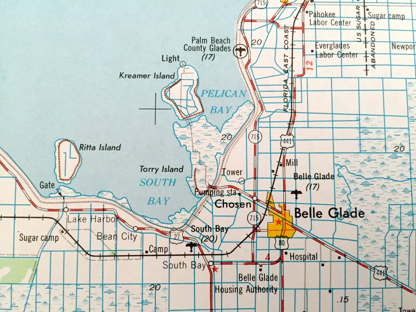 Antique West Palm Beach, Florida 1954 US Geological Survey Topographic Map – Fort Lauderdale, Hollywood, Boca Raton, Delray, Lantana, FL