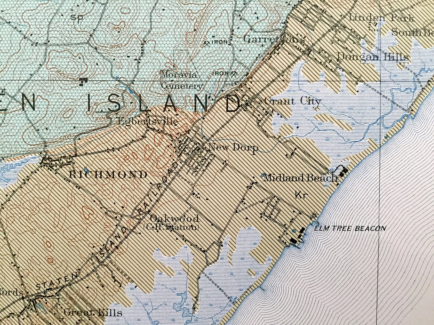 Antique Staten Island, New York City 1901 US Geological Survey Topographic Map – Manhattan, Brooklyn, Newark, Bayonne, Elizabeth, New Jersey