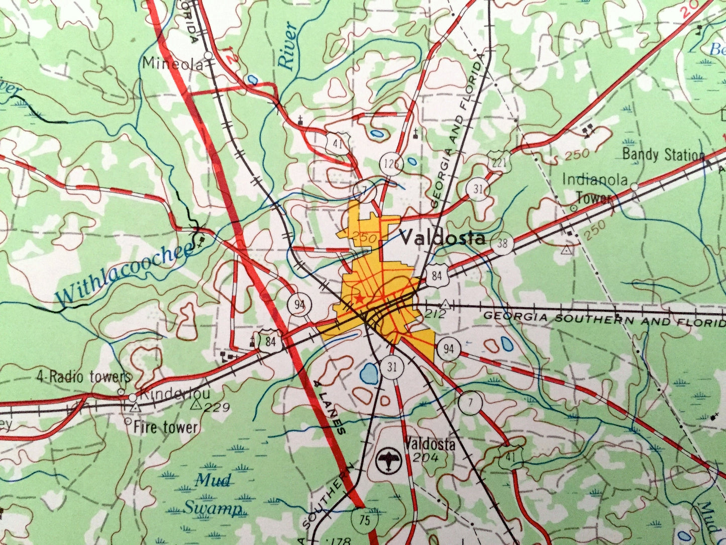 Antique Valdosta, Georgia & Florida 1954 US Geological Survey Topographic Map – Thomasville, Boston, Hihira, Lake Park, Dasher Quitman GA FL