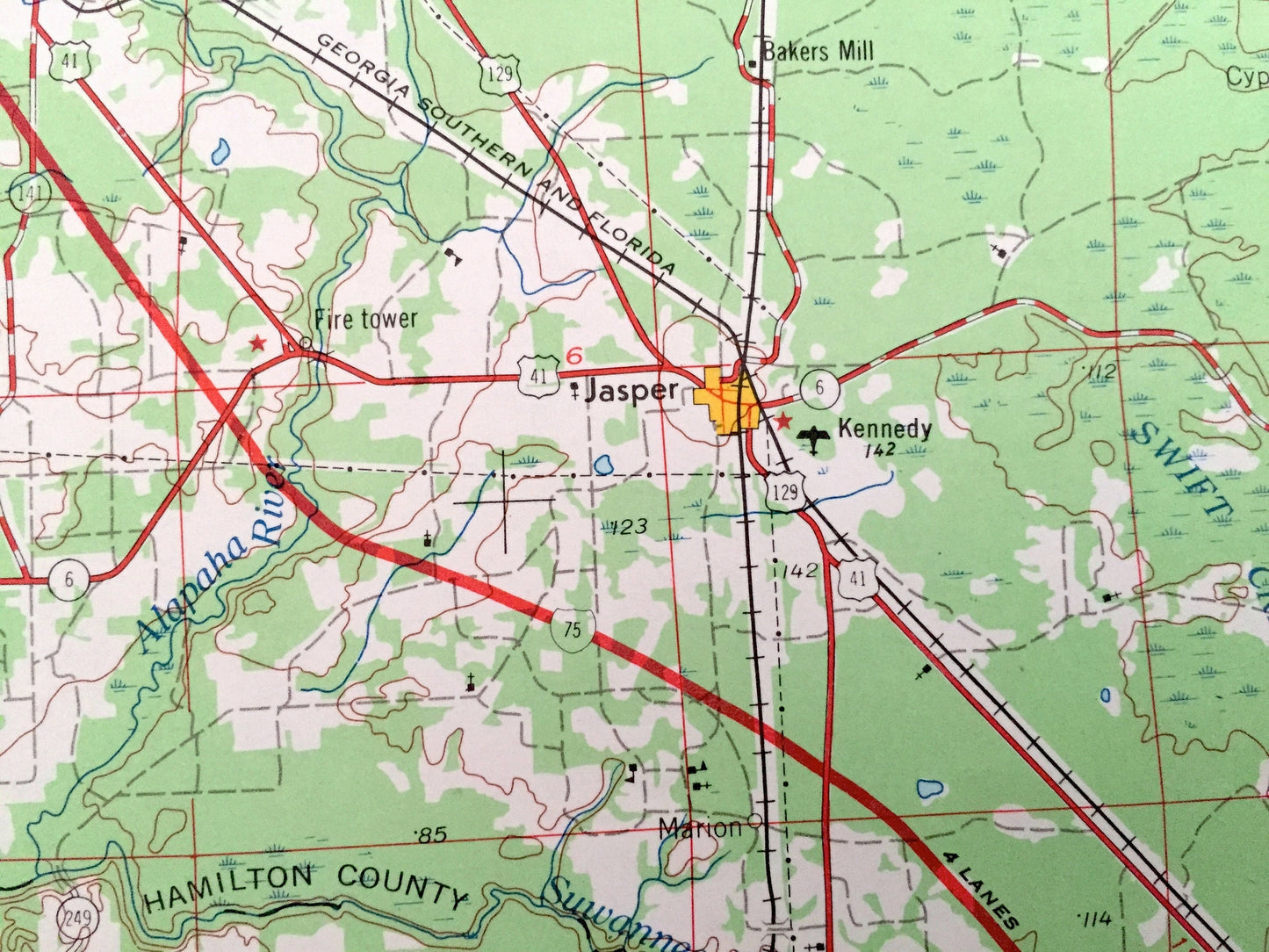 Antique Valdosta, Georgia & Florida 1954 US Geological Survey Topographic Map – Thomasville, Boston, Hihira, Lake Park, Dasher Quitman GA FL