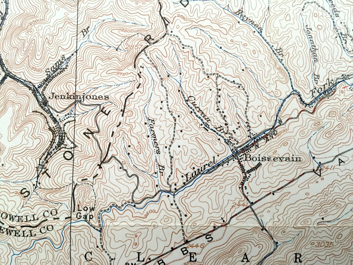 Antique Bramwell, West Virginia 1924 US Geological Survey Topographic Map – Mercer County, Northfork, Bluestone, Rolfe, McDowell, Clear Fork