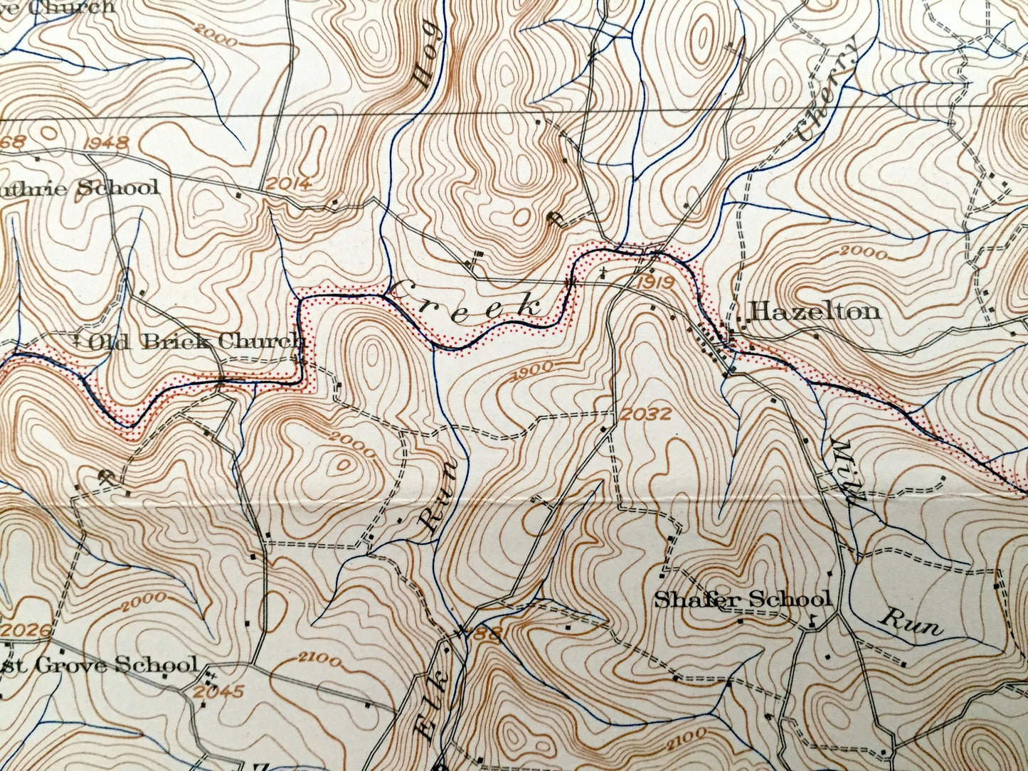 Antique Bruceton, West Virginia 1933 US Geological Survey Topographic Map – Preston County, Kingwood, Sutherland, Rockville, Afton, Wharton