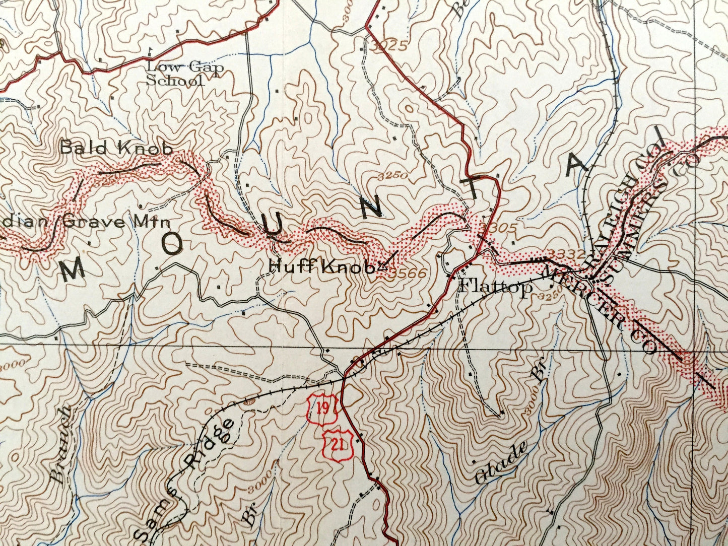 Antique Flattop, West Virginia 1932 US Geological Survey Topographic Map – Mercer County, Winding Gulf, Jumping Branch, Affinity, Lillybrook