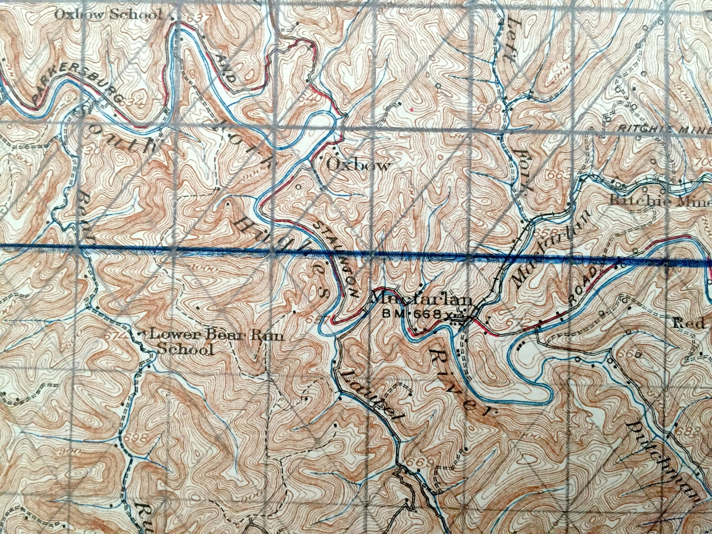 Antique Harrisville, West Virginia 1926 US Geological Survey Topographic Map – Ritchie County, Oxbow, Star Settlement, Rutherford, Washburn