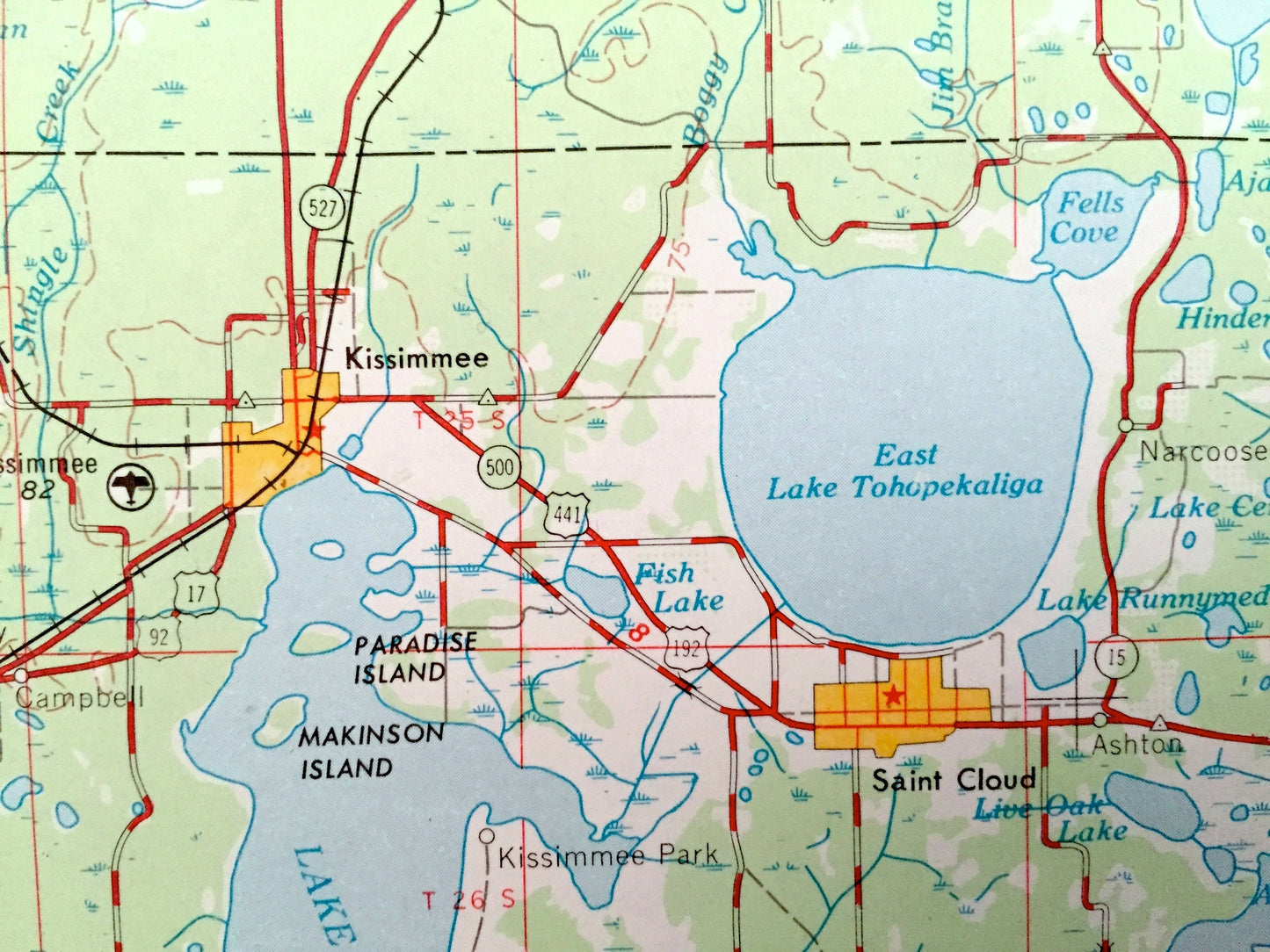 Antique Orlando, Florida 1955 US Geological Survey Topographic Map – Kissimmee, Cape Canaveral, Winter Park, Pine Castle, Lakeland Eustis FL
