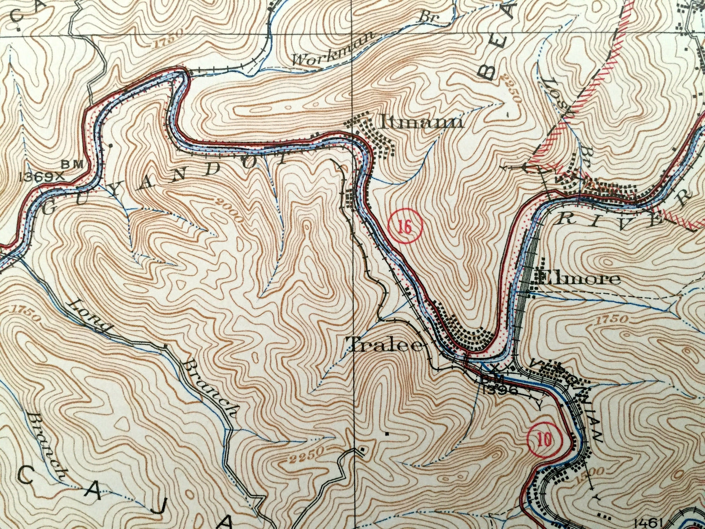 Antique Mullens, West Virginia 1927 US Geological Survey Topographic Map – Wyoming County, Elmore, Sophia, Oceana, McAlpin Lester Vanwood WV