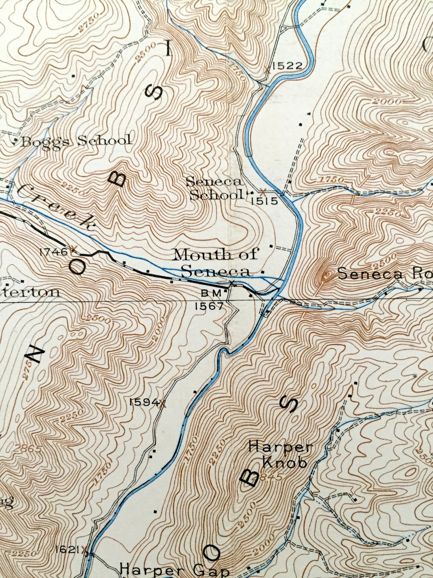 Antique Onego, West Virginia 1922 US Geological Survey Topographic Map – Pendleton County, Milroy, Harperton, Upper Tract, Branch, Laneville
