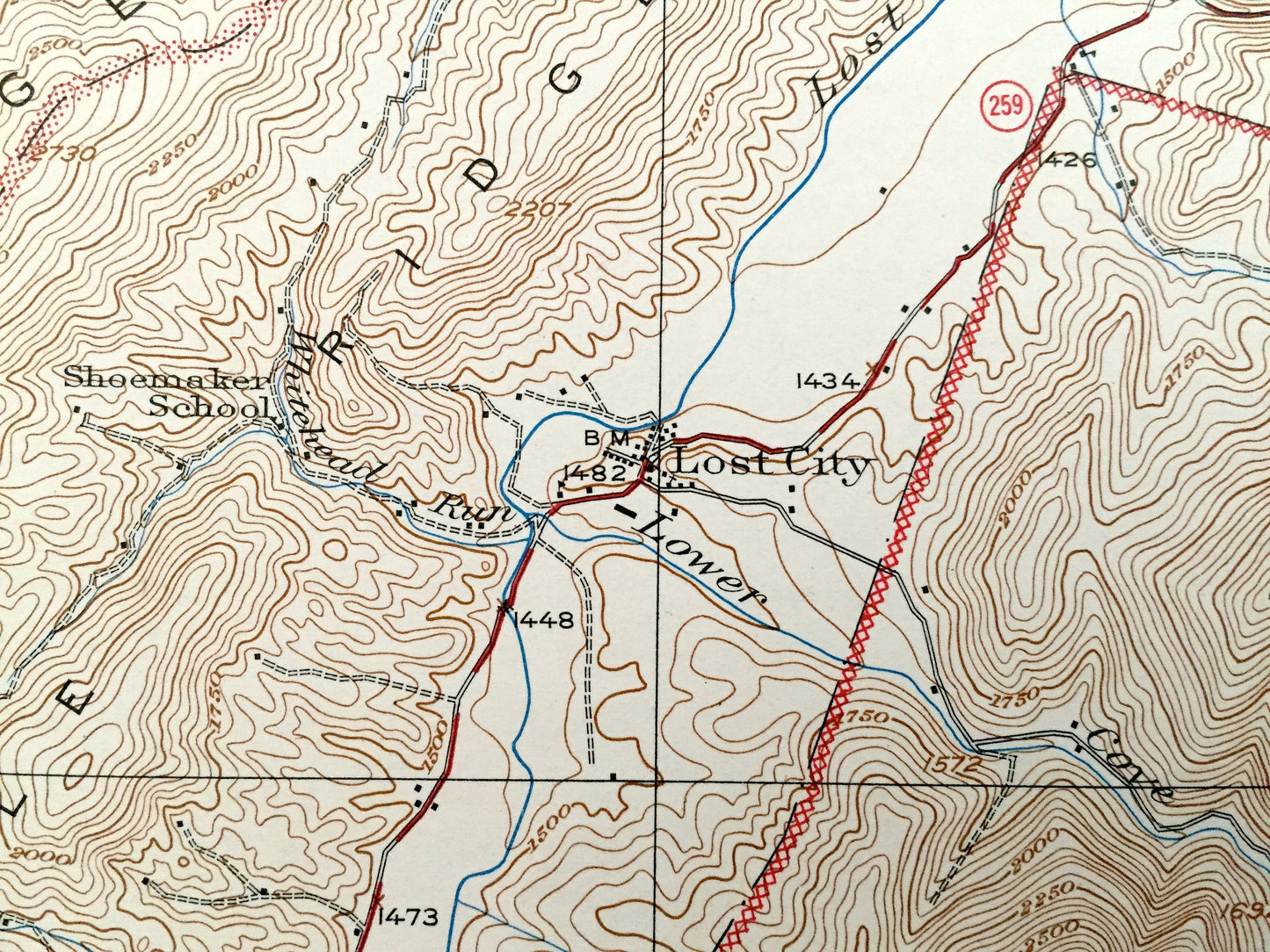 Antique Orkney Springs, Virginia 1943 US Geological Survey Topographic Map – Shenandoah County, Lost City, Bird Haven, South Fork, Laura VA
