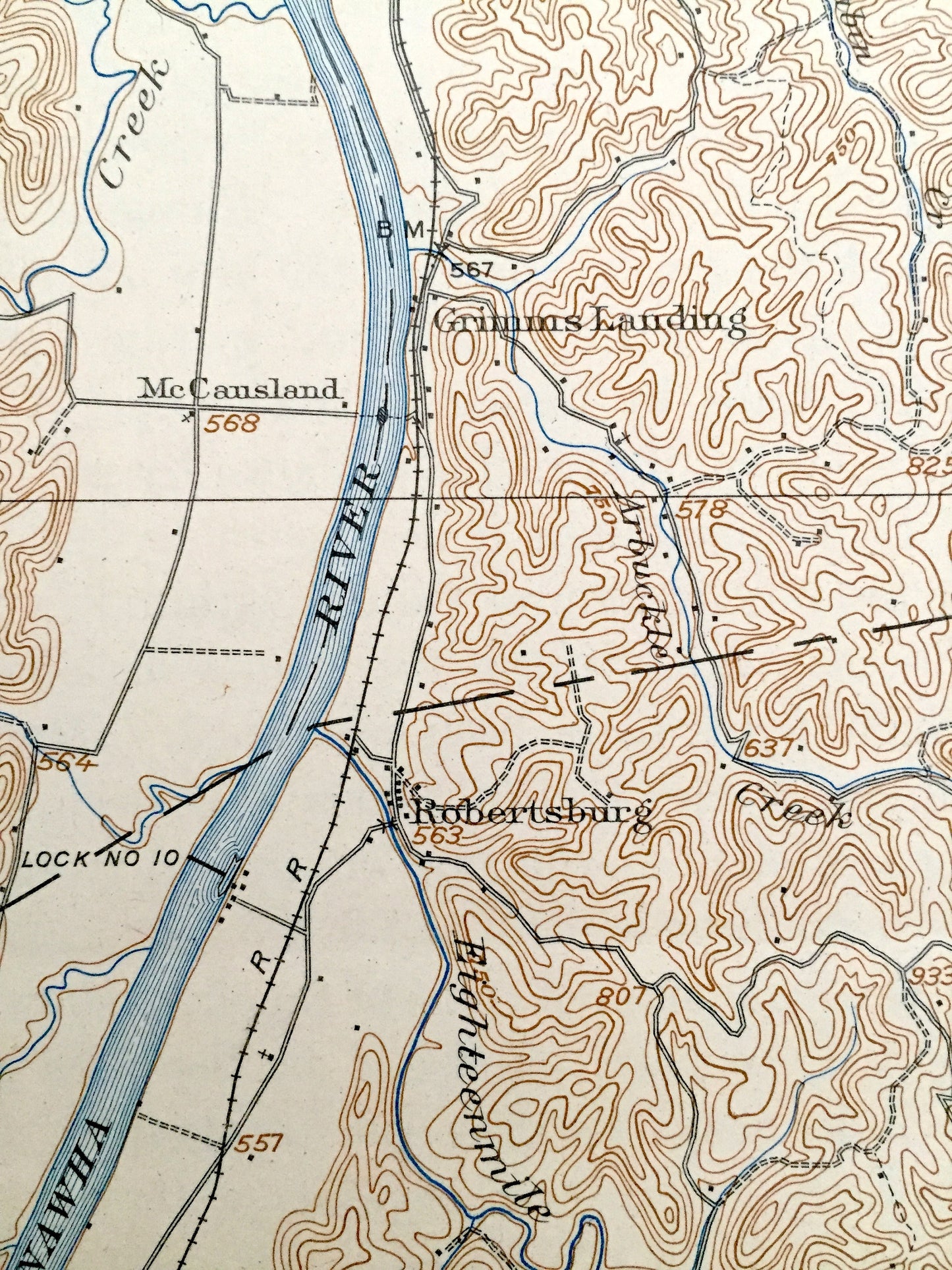 Antique Winfield, West Virginia 1908 US Geological Survey Topographic Map – Putnam County, Rockcastle, Leon, Pocatalico, Woods, Union, Pliny
