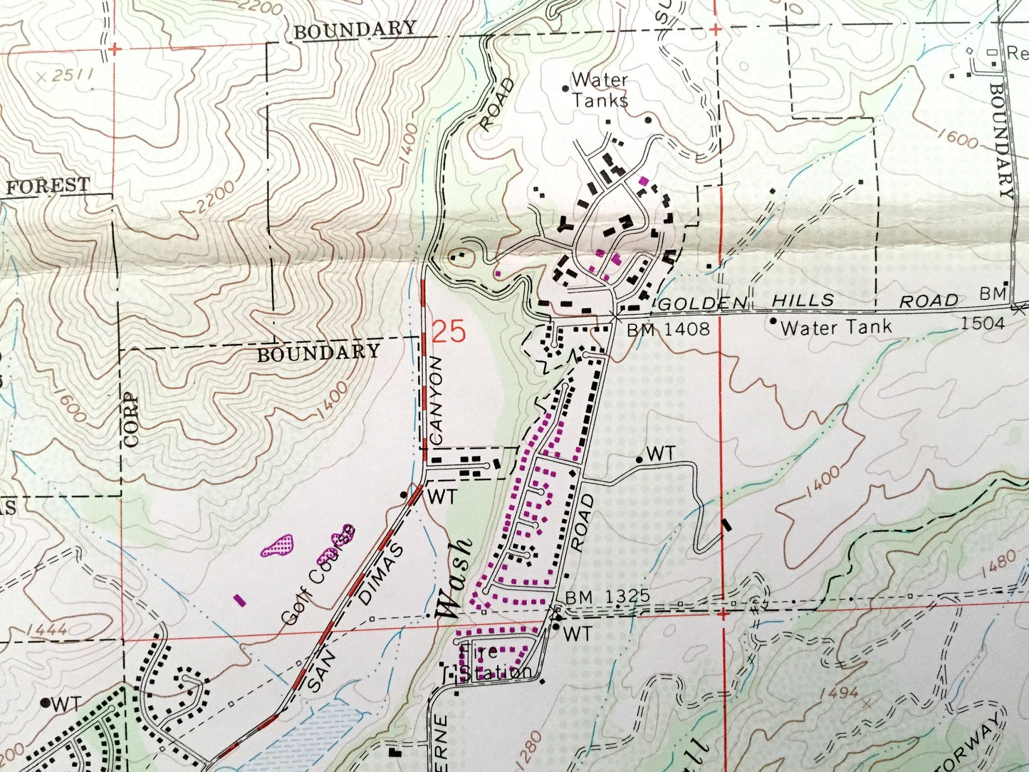 Antique Glendora, California 1966 US Geological Survey Topographic Map – Los Angeles, La Verne, San Dimas Tanbark Flats San Gabriel River NY