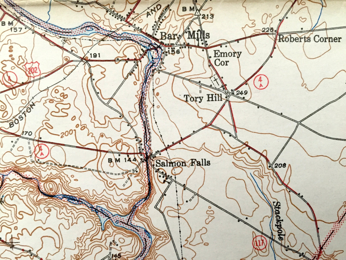Antique Buxton, Maine 1944 US Geological Survey Topographic Map – Limington, Standish, Waterboro, Dayon, Lymon, Cumberland, York County, ME