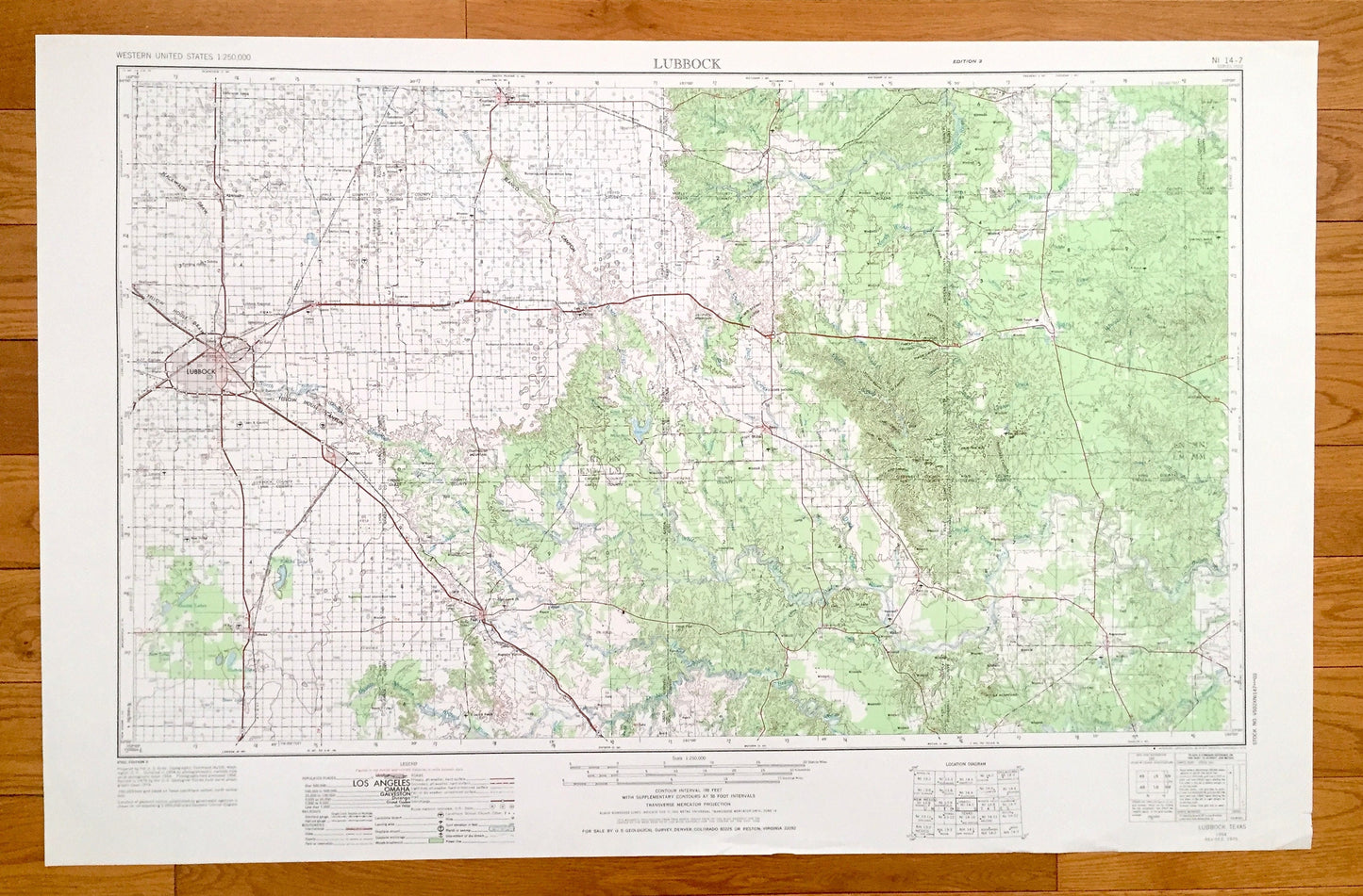 Antique Lubbock, Texas 1954 US Geological Survey Topographic Map – Slaton, Tahoka, Idalou, Abernathy, Floydada, Crosbyton, Aspermont Spur TX