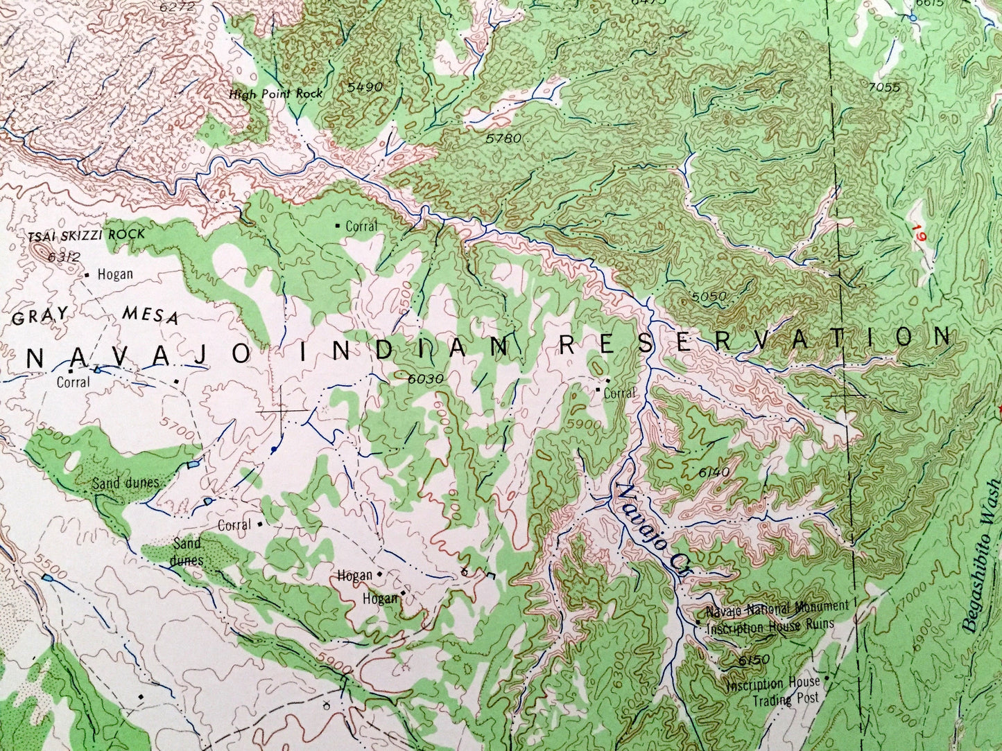 Antique Marble Canyon, Arizona 1956 US Geological Survey Topographic Map – Tuba City, Moenkopi, Page, Kaibito, Shonto, Colorado River, Utah