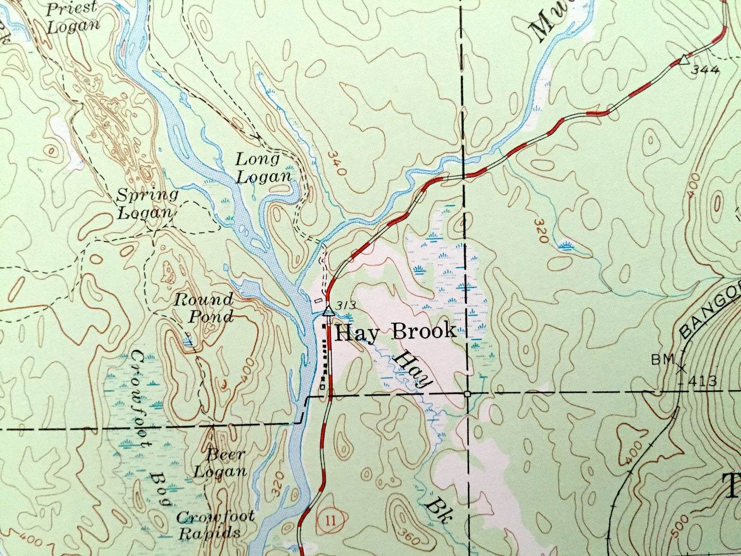 Antique Staceyville, Maine 1953 US Geological Survey Topographic Map – Penobscot County, Patten, Soldiertown, Millinocket, Hunt Mountain, ME
