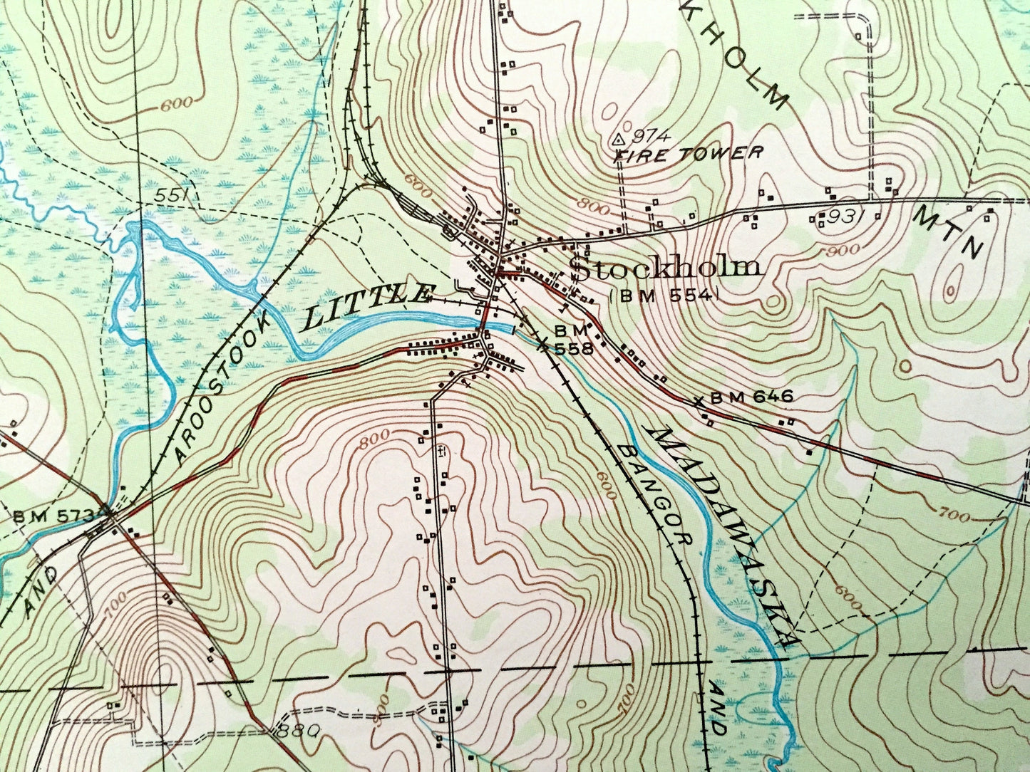 Antique Stockholm, Maine 1953 US Geological Survey Topographic Map – Madawaska, Grand Isle, Van Buren, Cyr, Connor, New Sweden, Westmanland