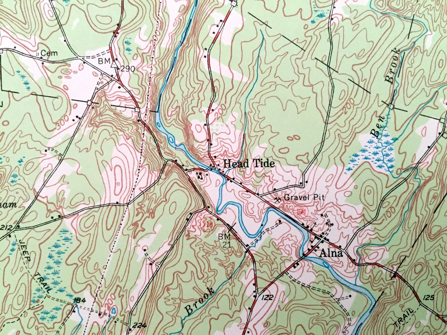Antique Wiscasset, Maine 1957 US Geological Survey Topographic Map – Newcastle, Dresden, Alna, Damariscotta, Whitefield, Jefferson
