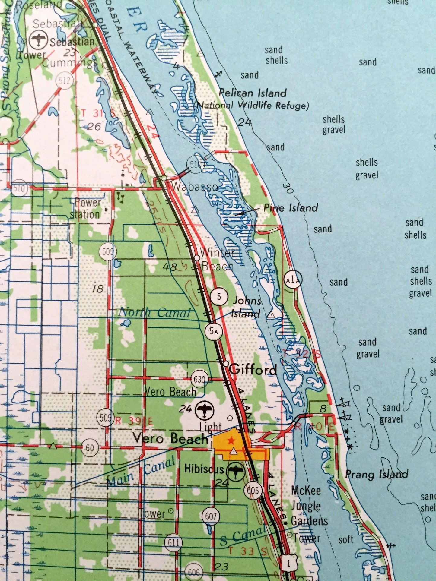 Antique Fort Pierce, Florida 1956 US Geological Survey Topographic Map – Vero Beach, Sebring, Arcadia, Stuart, Wauchula, Batow, Avon Park FL