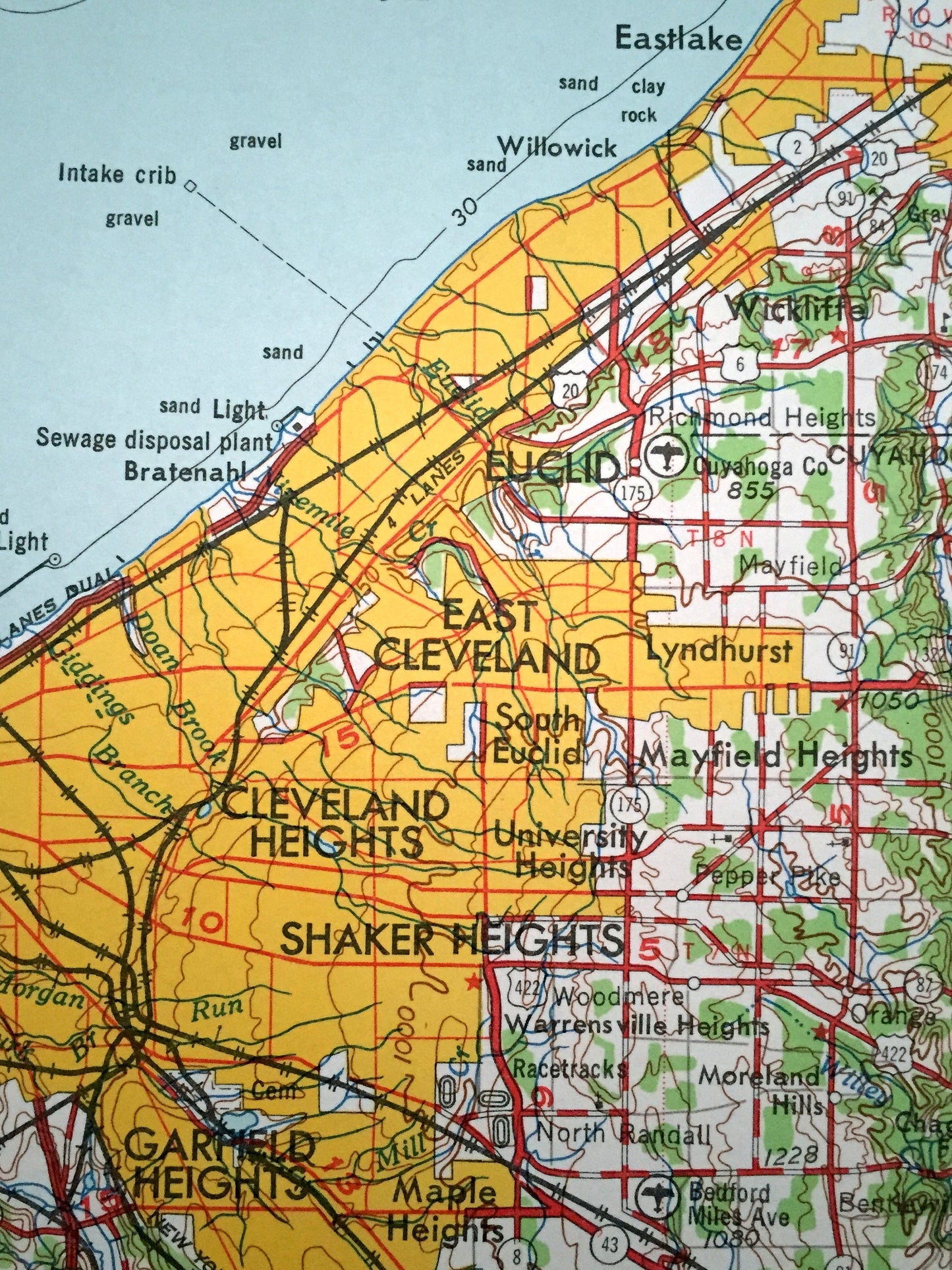 Antique Cleveland, Ohio 1962 US Geological Survey Topographic Map – Akron, Youngstown, Cuyahoga Falls, Lakewood New Castle Euclid Ontario OH