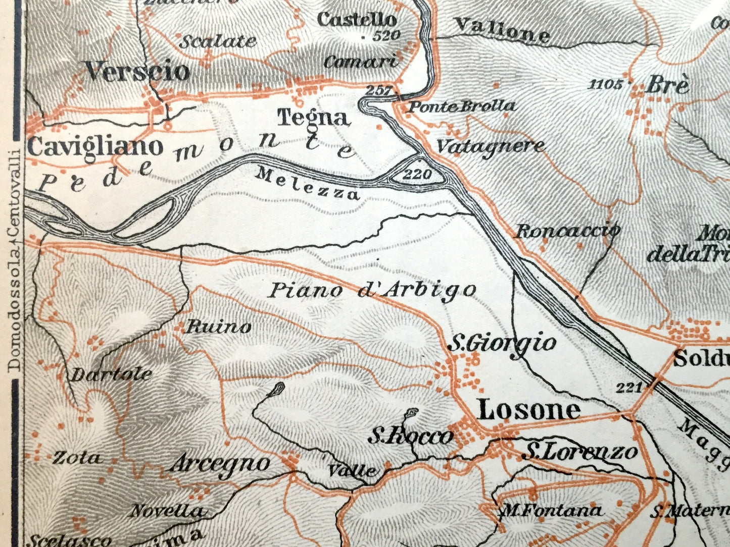Antique 1904 Locarno, Switzerland Map from Baedekers Guide – Lago Maggiore, Alps, Losone, Ascona, Muralto, Gordola, Versico, Brione, Minusio