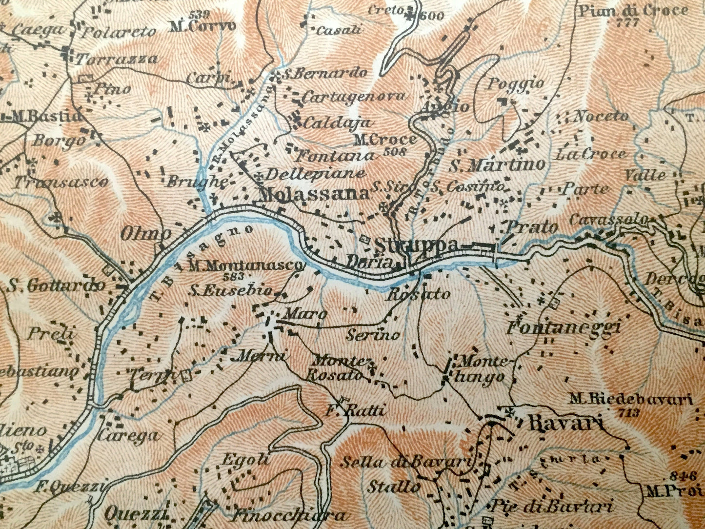 Antique 1904 Contorni di Genoa, Italy Map from Baedekers Guide – Liguria, Genova, Pontedecimo, Sestri, Nervi, Bolzaneto, Trensasco, Pegli