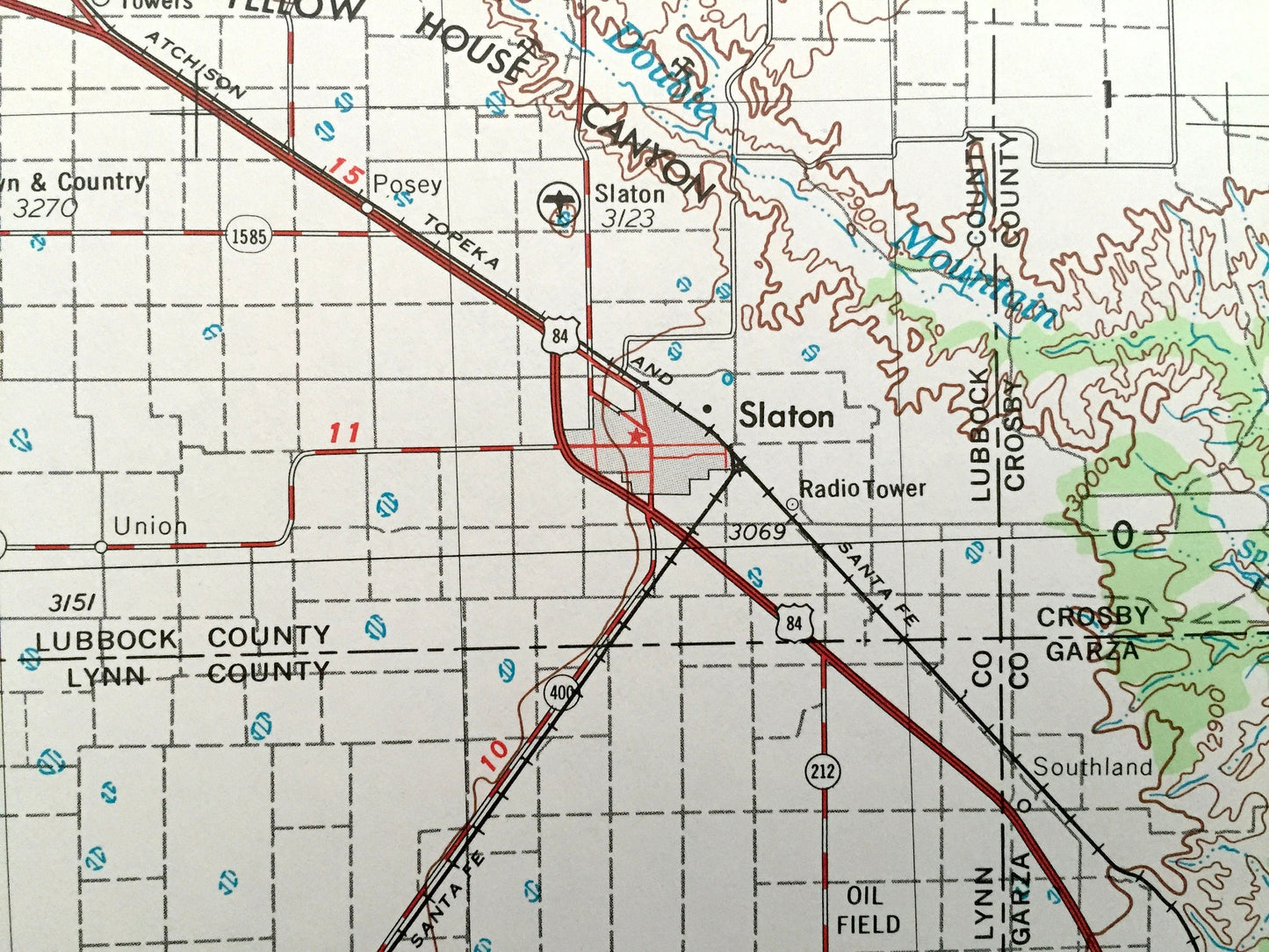 Antique Lubbock, Texas 1954 US Geological Survey Topographic Map – Slaton, Tahoka, Idalou, Abernathy, Floydada, Crosbyton, Aspermont Spur TX