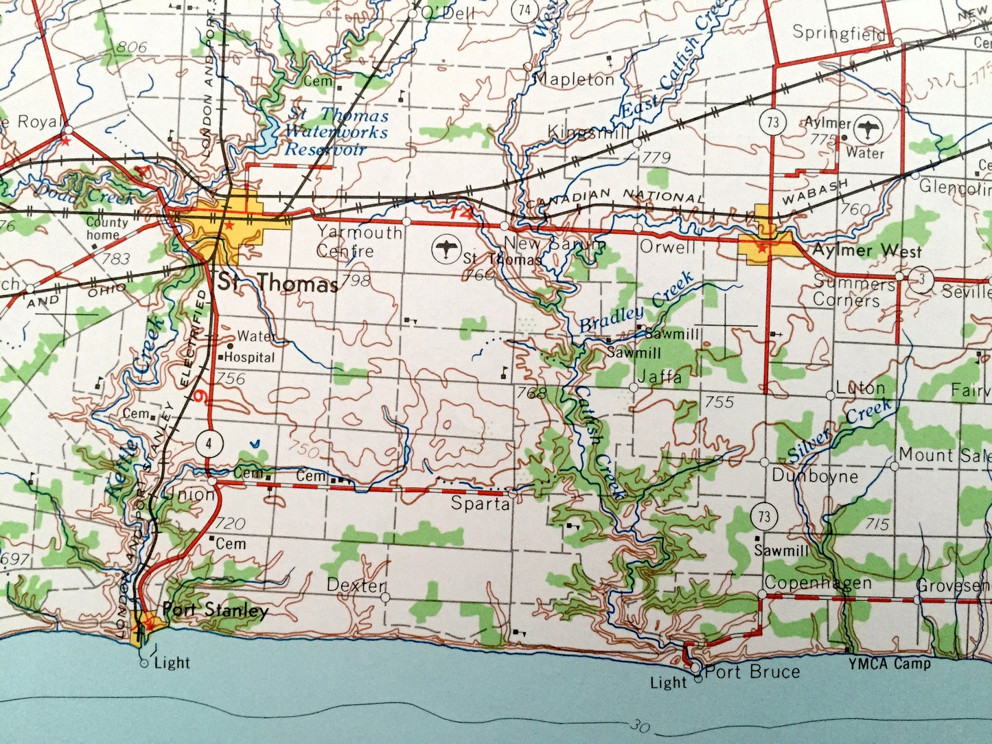Antique Erie, Pennsylvania 1965 US Geological Survey Topographic Map – Lawrence Park, Lake City, Girard, Fairview, Ohio, London, Ontario PA