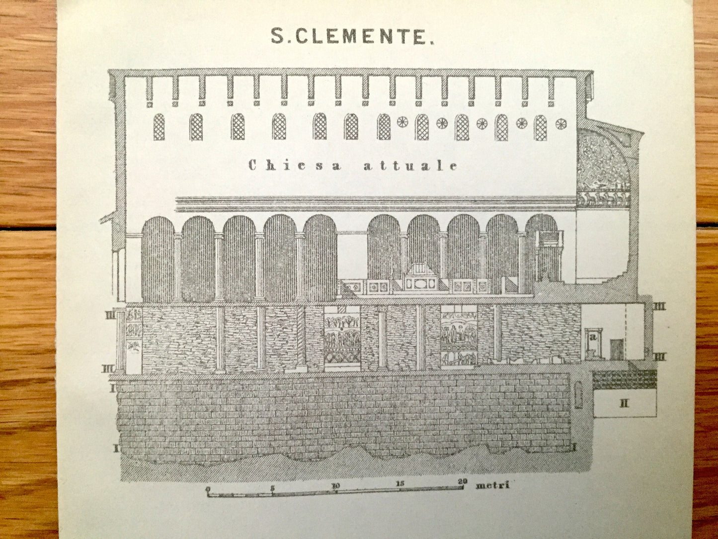 Antique 1904 Basilica of Saint Clement, Rome Italy Illustration from Baedekers Guide – Basilica di San Clemente al Laterano, Church, Chiesa