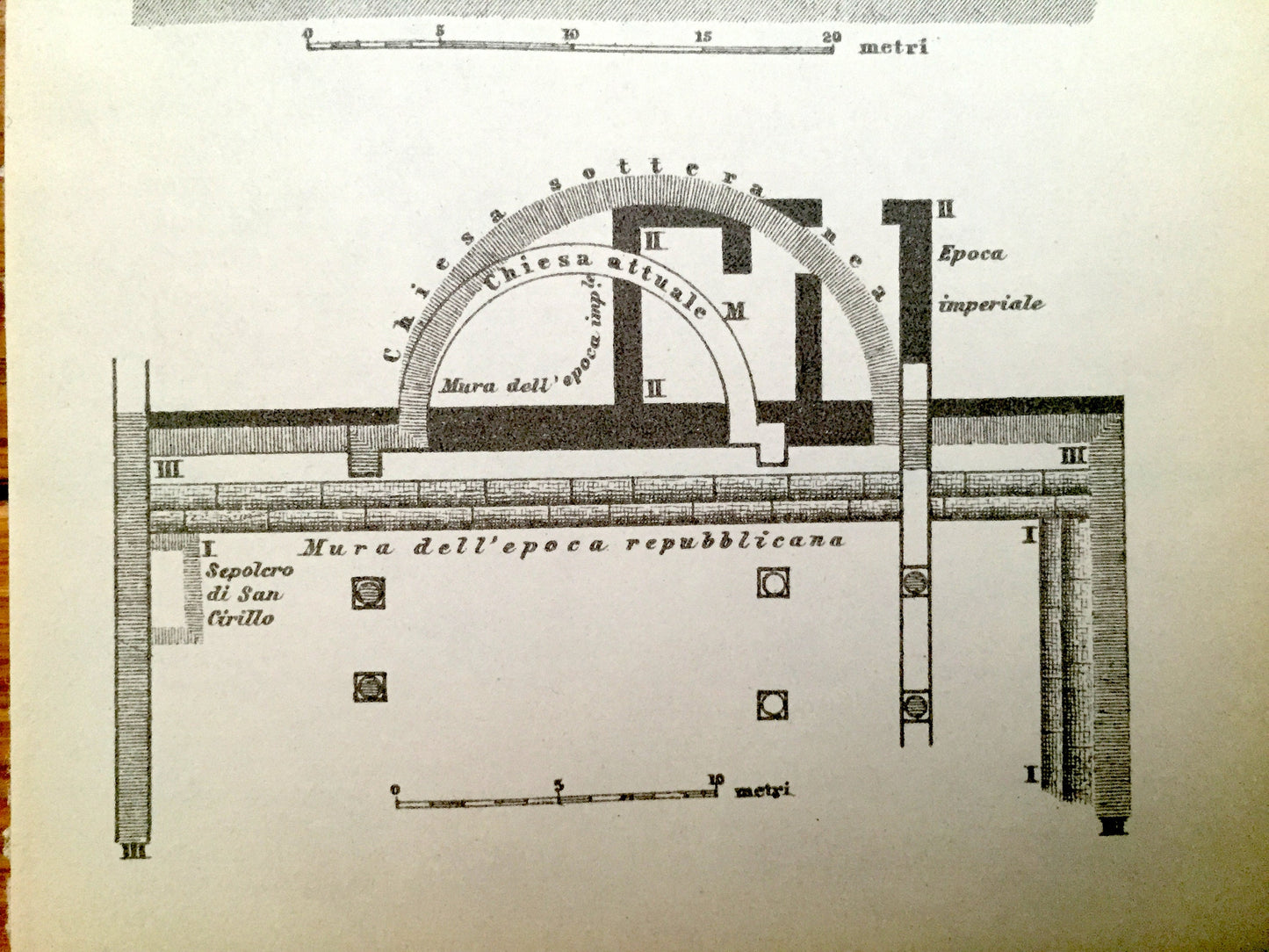 Antique 1904 Basilica of Saint Clement, Rome Italy Illustration from Baedekers Guide – Basilica di San Clemente al Laterano, Church, Chiesa