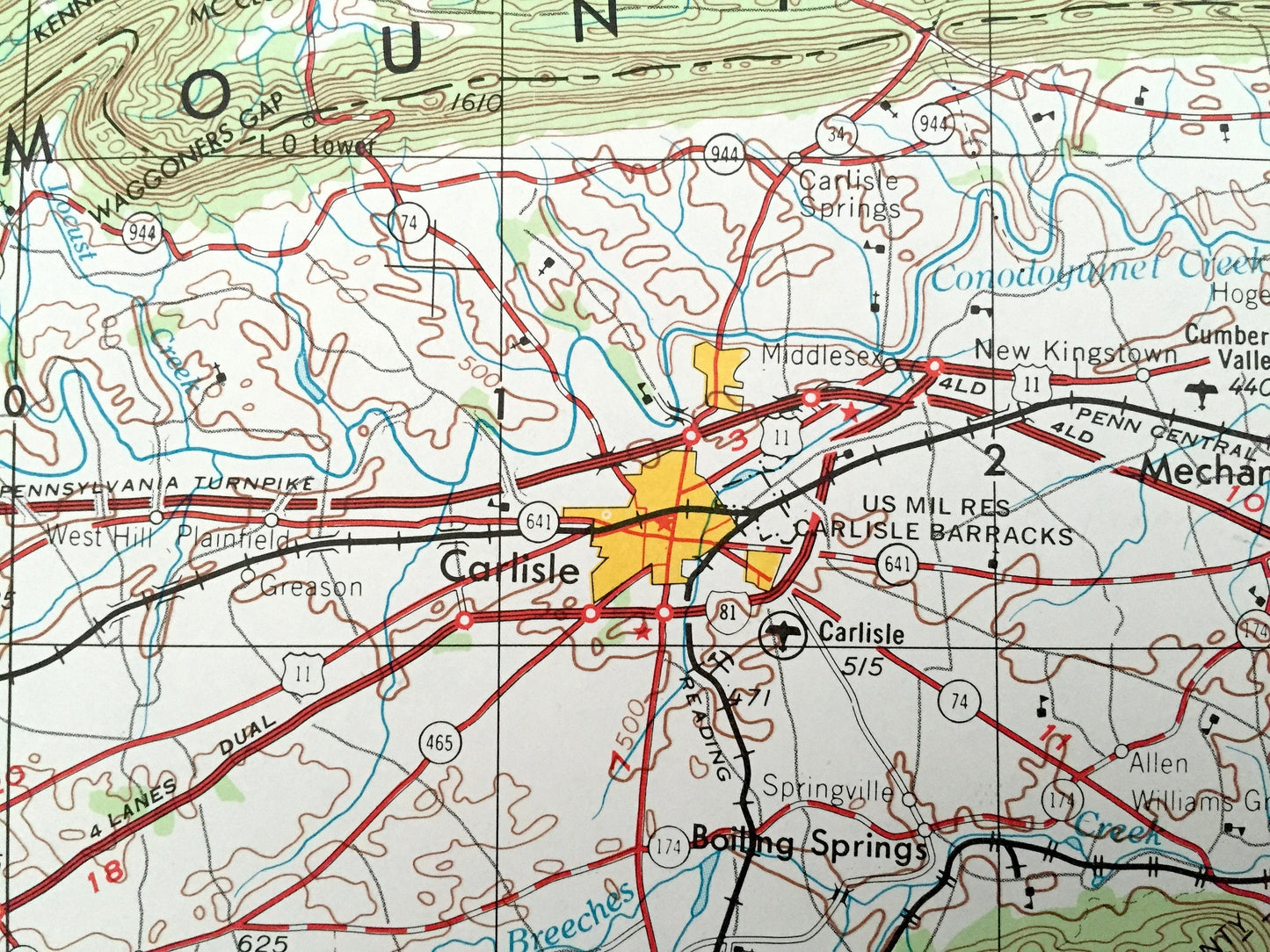 Antique Harrisburg, Pennsylvania 1957 US Geological Survey Topographic Map – Mechanicsburg, Hershey, Lebanon Middletown Lancaster Ephrata PA