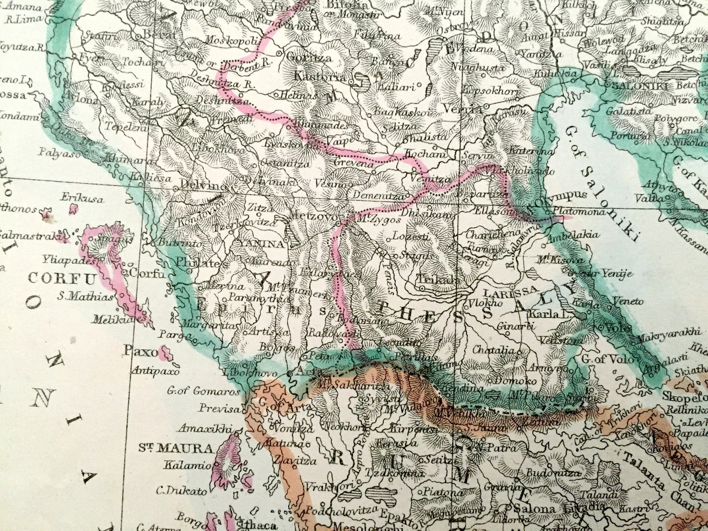 Antique 1863 Turkey and Greece Map by Ettling & Weekly Dispatch – Albania, Bulgaria, Romania, Serbia, Athens, Istanbul, Dubrovnik, Cyclades