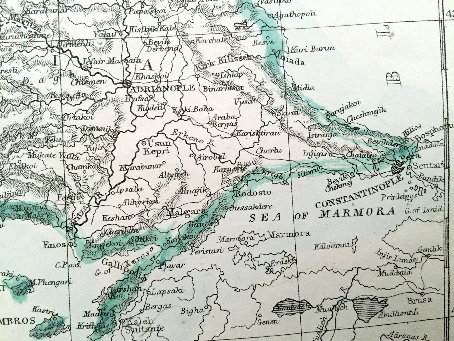 Antique 1863 Turkey and Greece Map by Ettling & Weekly Dispatch – Albania, Bulgaria, Romania, Serbia, Athens, Istanbul, Dubrovnik, Cyclades
