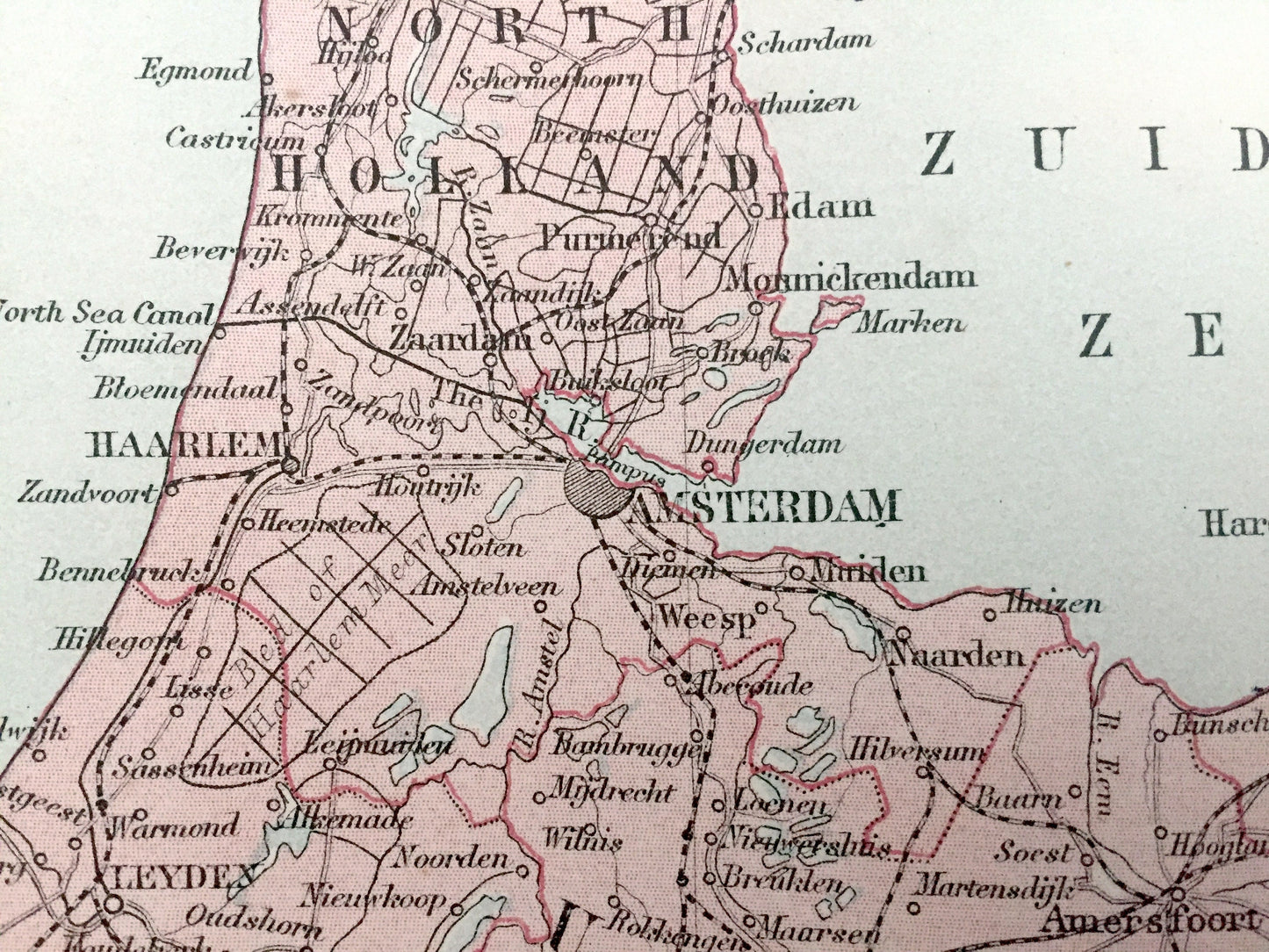 Antique 1888 Holland and Belgium Map from A & C Black's World Atlas – France, Germany, Amsterdam, Brussels, Ghent, North Sea, Moselle River