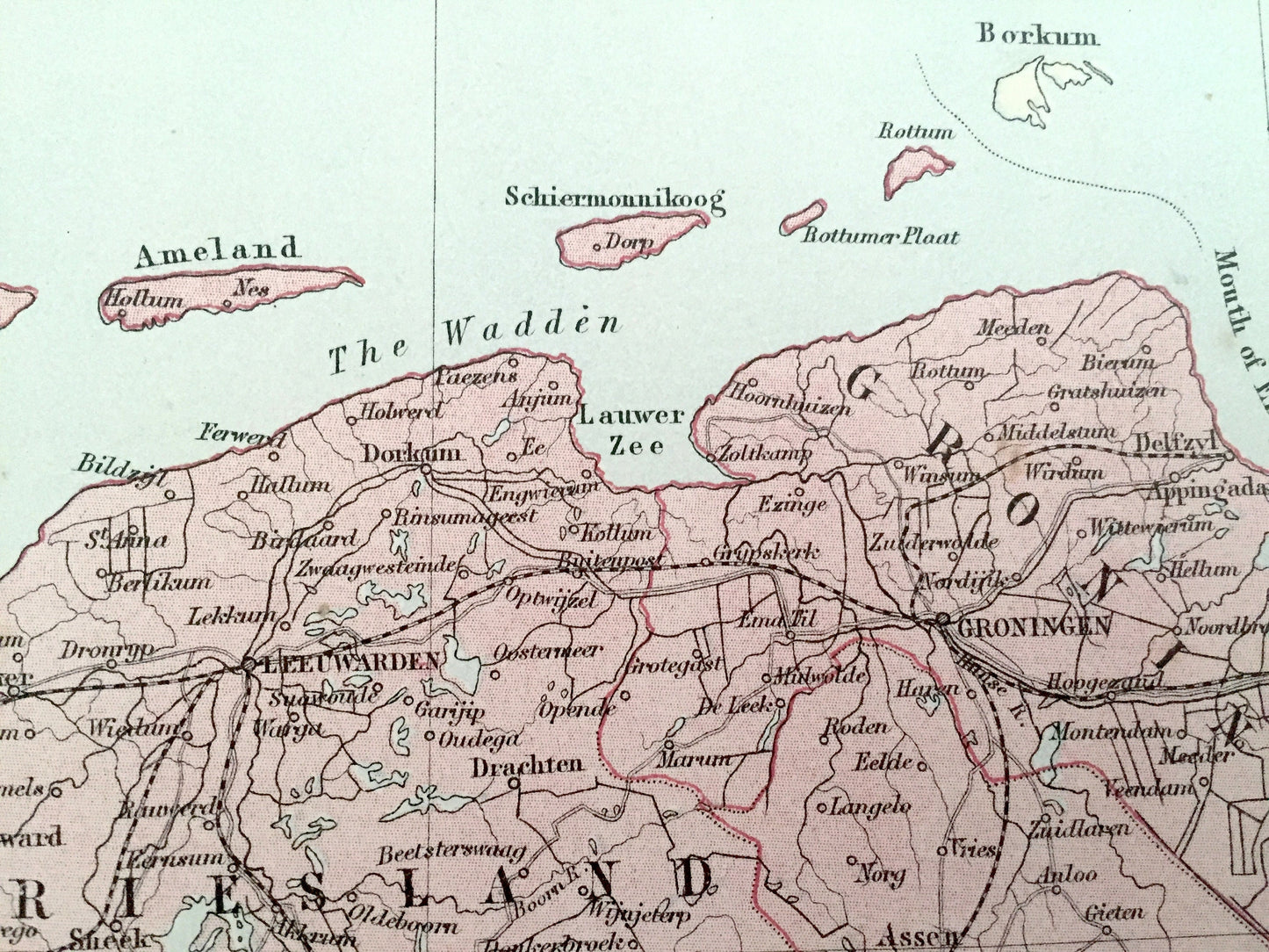 Antique 1888 Holland and Belgium Map from A & C Black's World Atlas – France, Germany, Amsterdam, Brussels, Ghent, North Sea, Moselle River