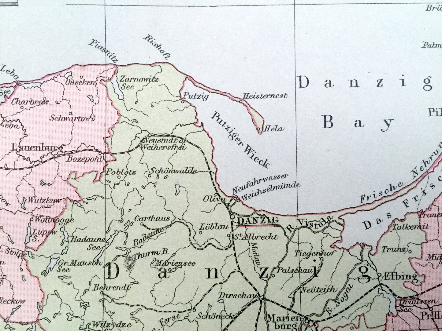 Antique 1888 German Empire Map from A & C Black's World Atlas – Poland, Russia, Lithuania, Warsaw, Wrocław, Gdańsk, Kaliningrad, Baltic Sea