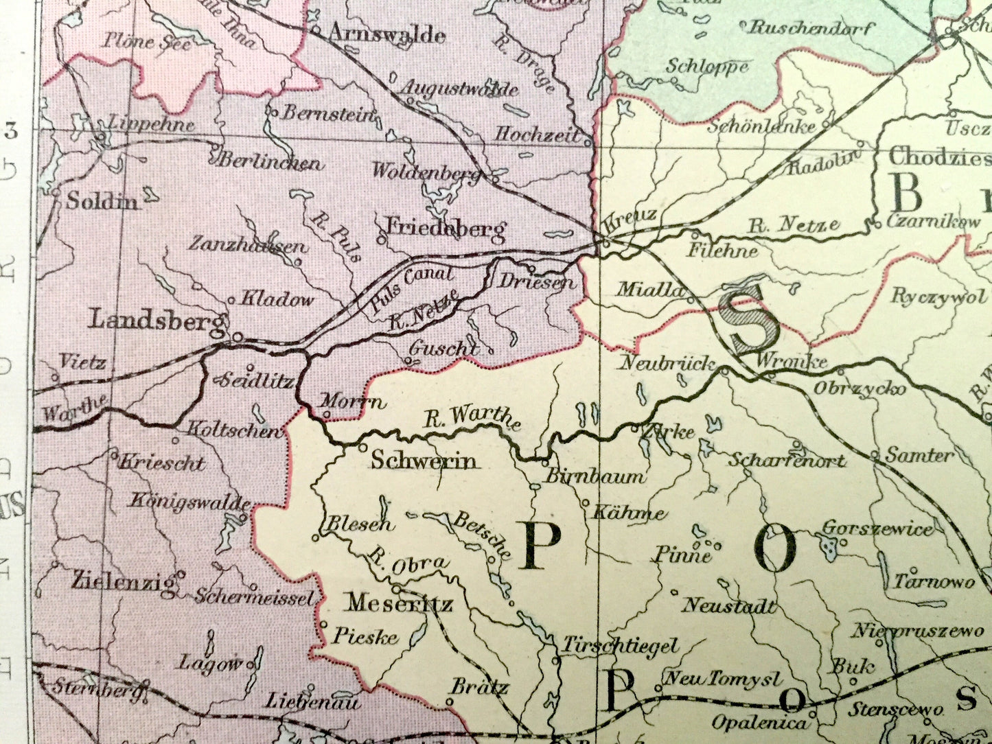 Antique 1888 German Empire Map from A & C Black's World Atlas – Poland, Russia, Lithuania, Warsaw, Wrocław, Gdańsk, Kaliningrad, Baltic Sea