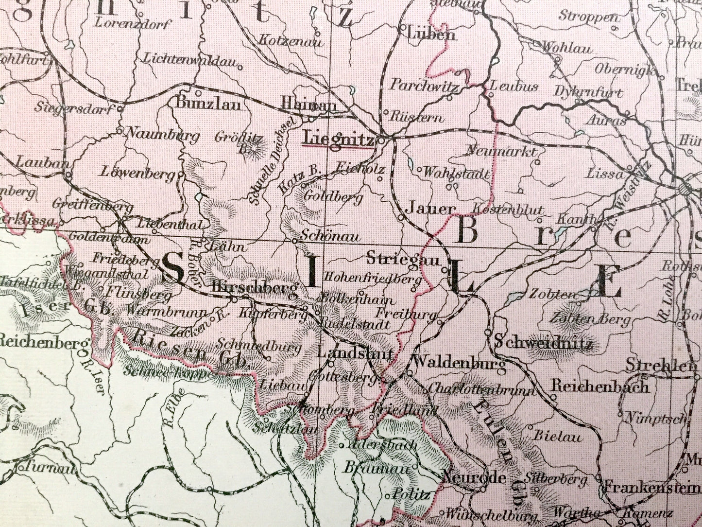 Antique 1888 German Empire Map from A & C Black's World Atlas – Poland, Russia, Lithuania, Warsaw, Wrocław, Gdańsk, Kaliningrad, Baltic Sea