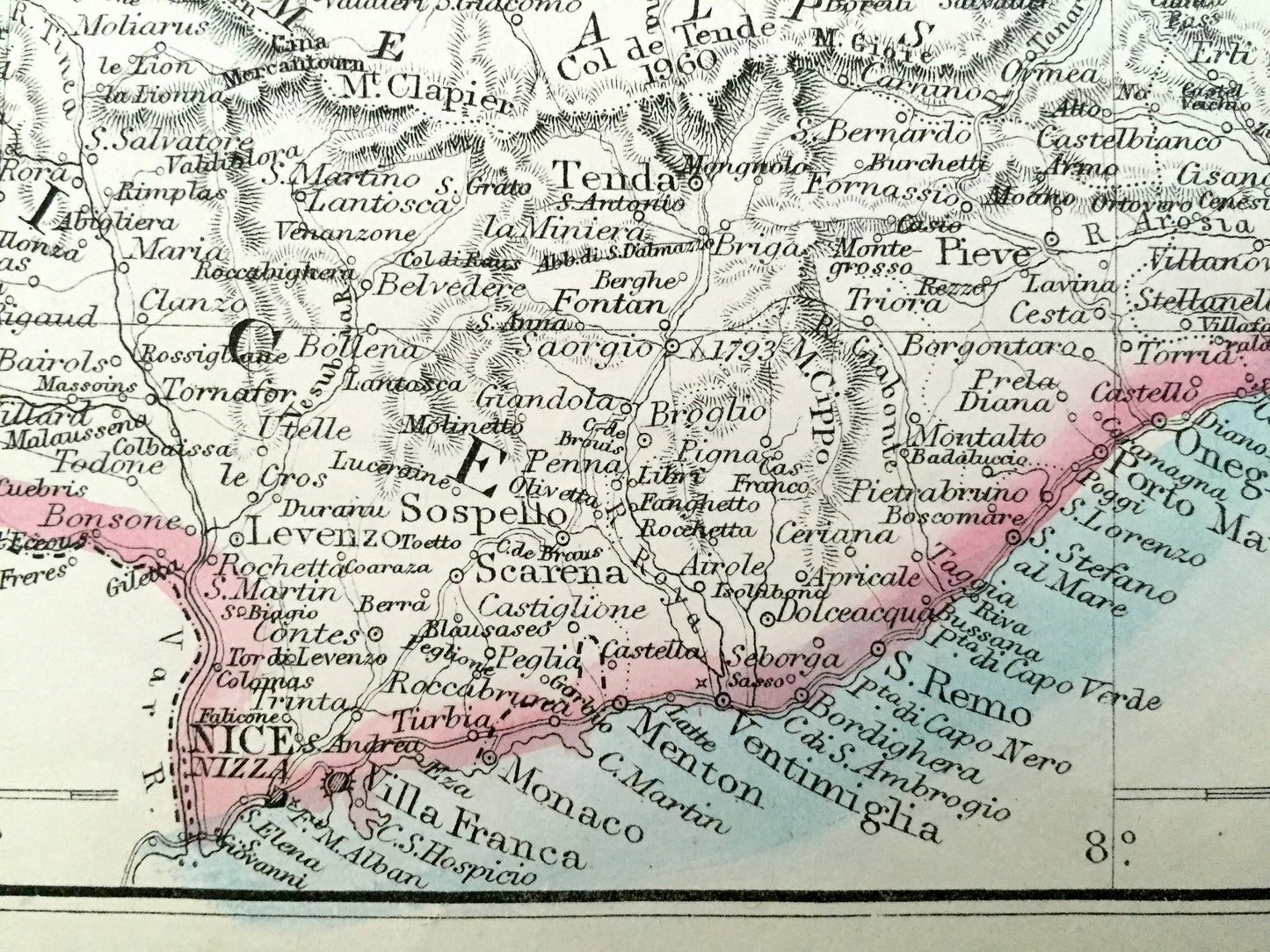 Antique 1863 Sardinia, Italy Map by Dower & Weekly Dispatch – Savoy, Piedmont, Lombardy, Parma, Modena, Genoa, Tyrol, Venice, Tuscany, Turin