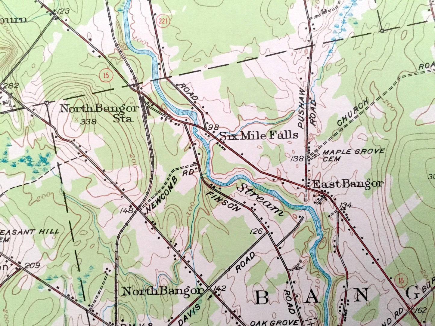 Antique Bangor, Maine 1955 US Geological Survey Topographic Map – Brewer, Hampden, Hermon, Orono, Pushaw Lake, Old Town, Penobscot County ME