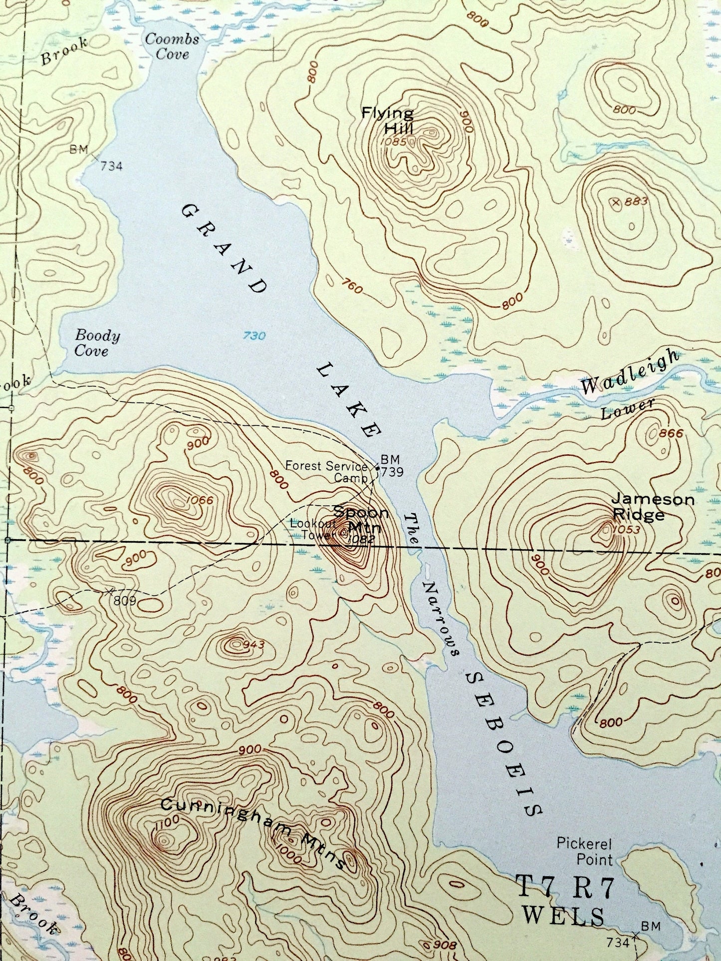 Antique Grand Lake Seboeis, Maine 1954 US Geological Survey Topographic Map – Aroostook, Penobscot County, Wadleigh, Chandler, Oxbow, ME
