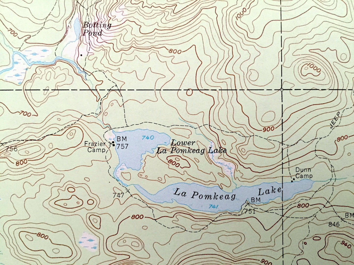 Antique Grand Lake Seboeis, Maine 1954 US Geological Survey Topographic Map – Aroostook, Penobscot County, Wadleigh, Chandler, Oxbow, ME