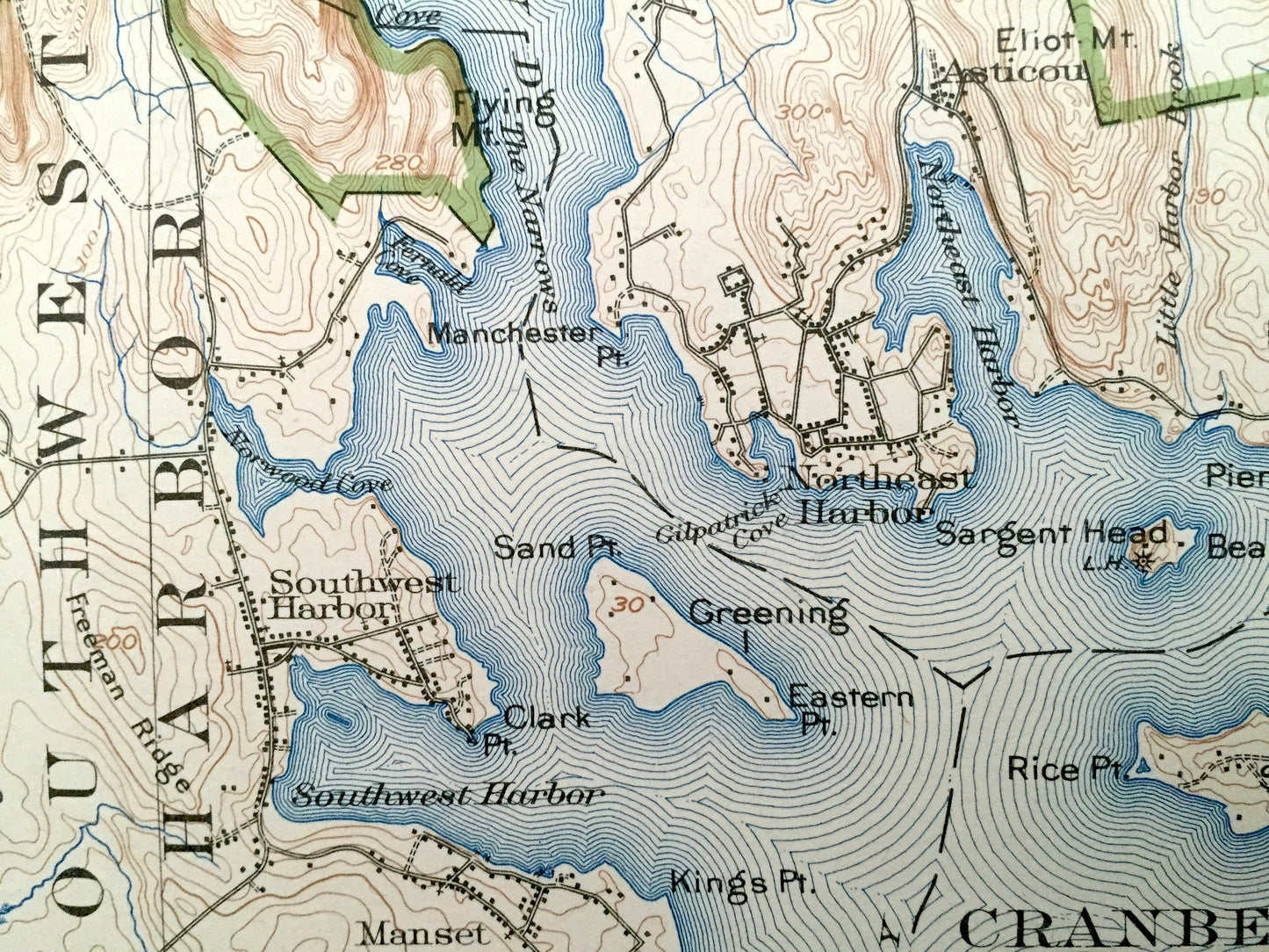 Antique Mount Desert, Maine 1904 US Geological Survey Topographic Map – Tremont, Eden, Southwest, Blue Hill, Acadia Park, Bar Harbor, ME